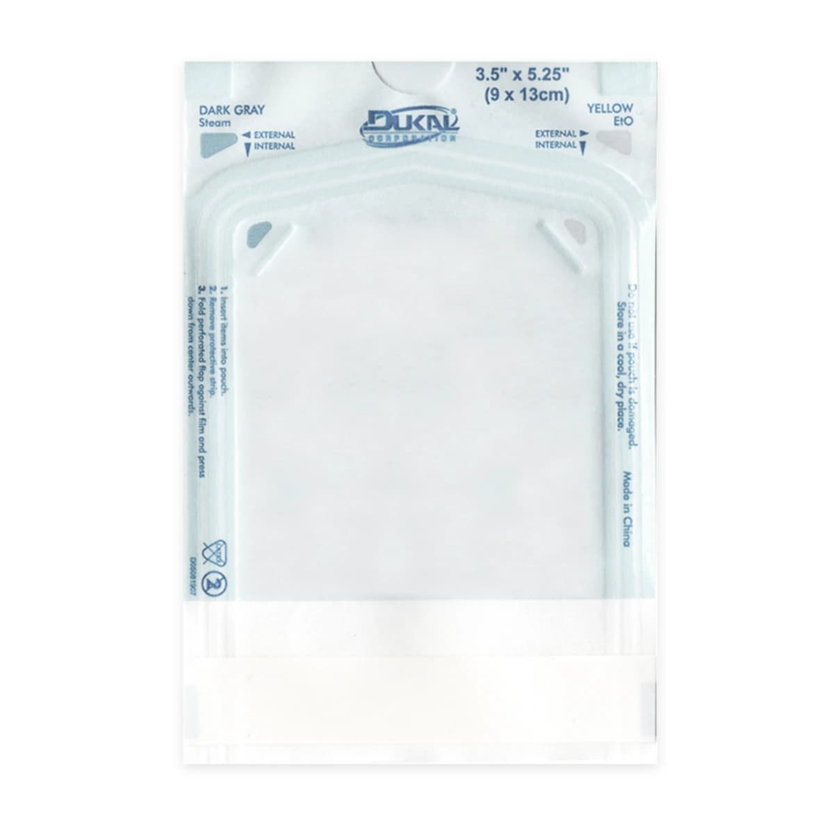 Dukal Sterilization Pouches, Self-Seal, 3.5" x 5.25", Blue/Transparent, 30/Case - Sterilization Pouches - Image 1