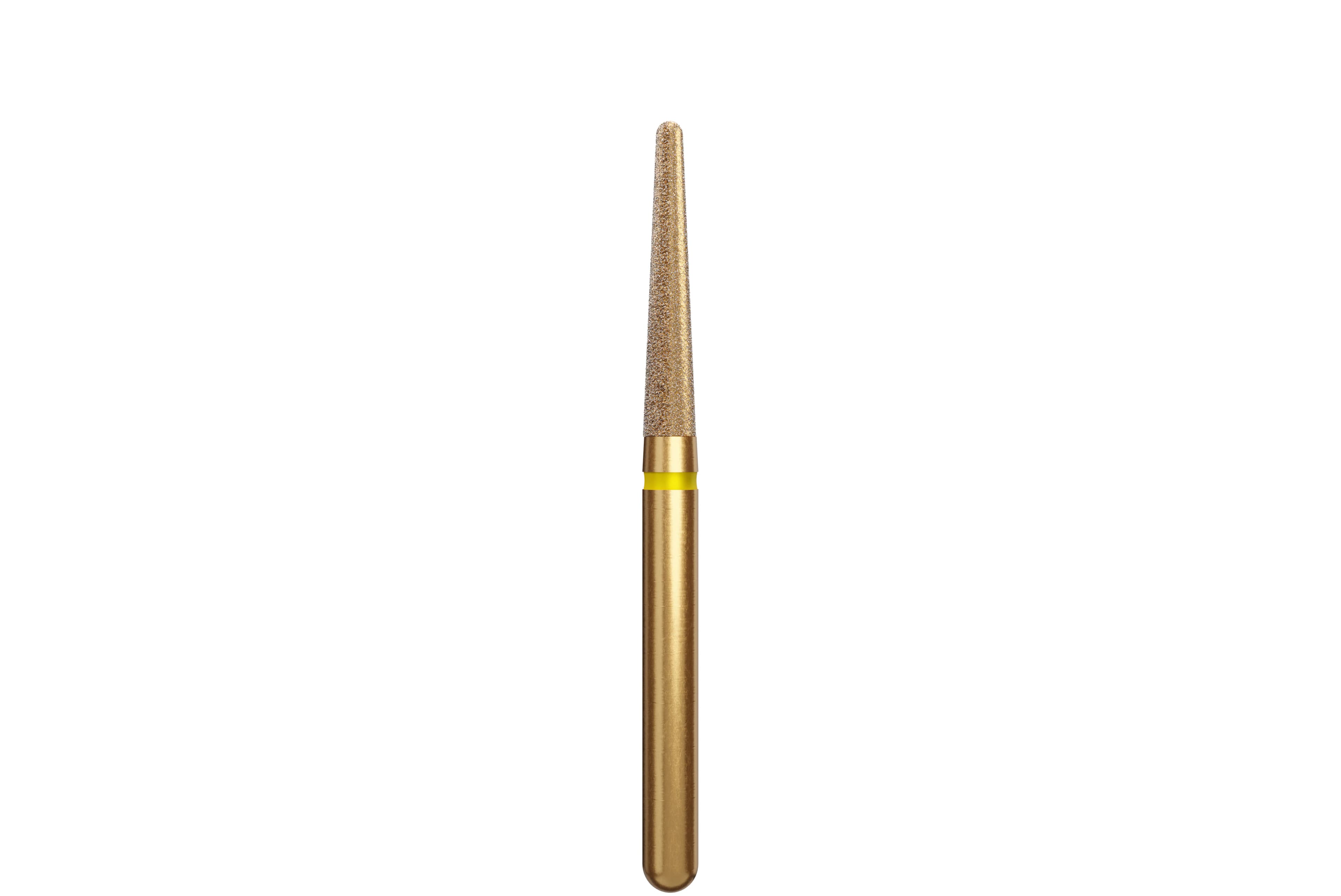Coltene Alpen Multi-Use Multilayer Diamond Instrument, FG, Extra Fine, Yellow, Round End Taper, #856, 1.8 mm Head Diameter, 9 mm Head Length, 5/Pkg, G856-314-018-09.0 - Alpen Multi-Use Multilayer Diamond Instruments – FG, Extra Fine, Yellow, Round End Taper, # 856, 5/Pkg - 1.8 mm Head Diameter, 9 mm Head Length - Image 1