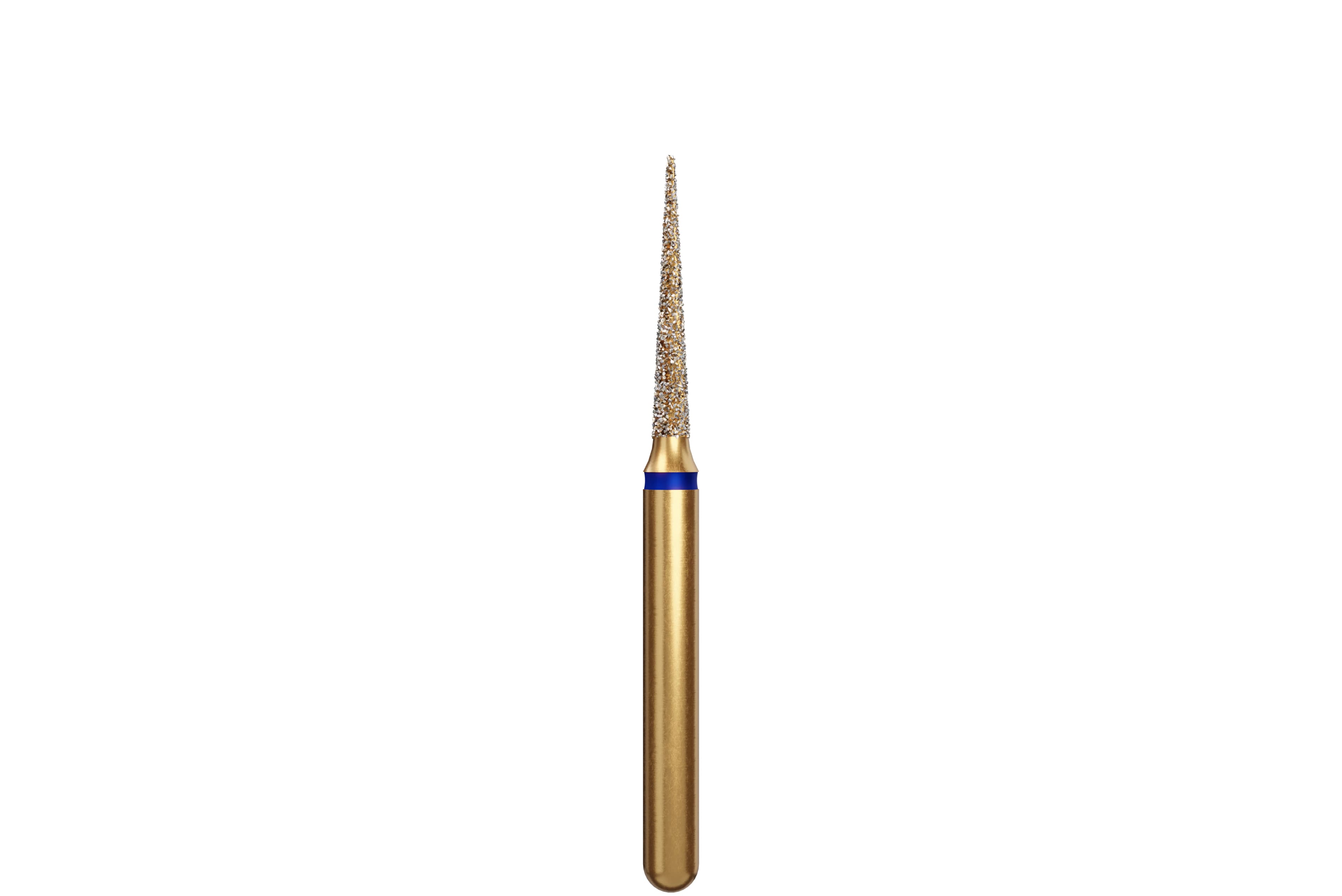 Coltene Alpen Multi-Use Multilayer Diamond Bur, FG, Medium, Flame/Needle, #858-012, 1.2 mm Head Diameter, 8 mm Head Length, Blue Ring, 5/Pkg - Alpen® Diamonds - Medium - #858-012 (8.0) - Image 1