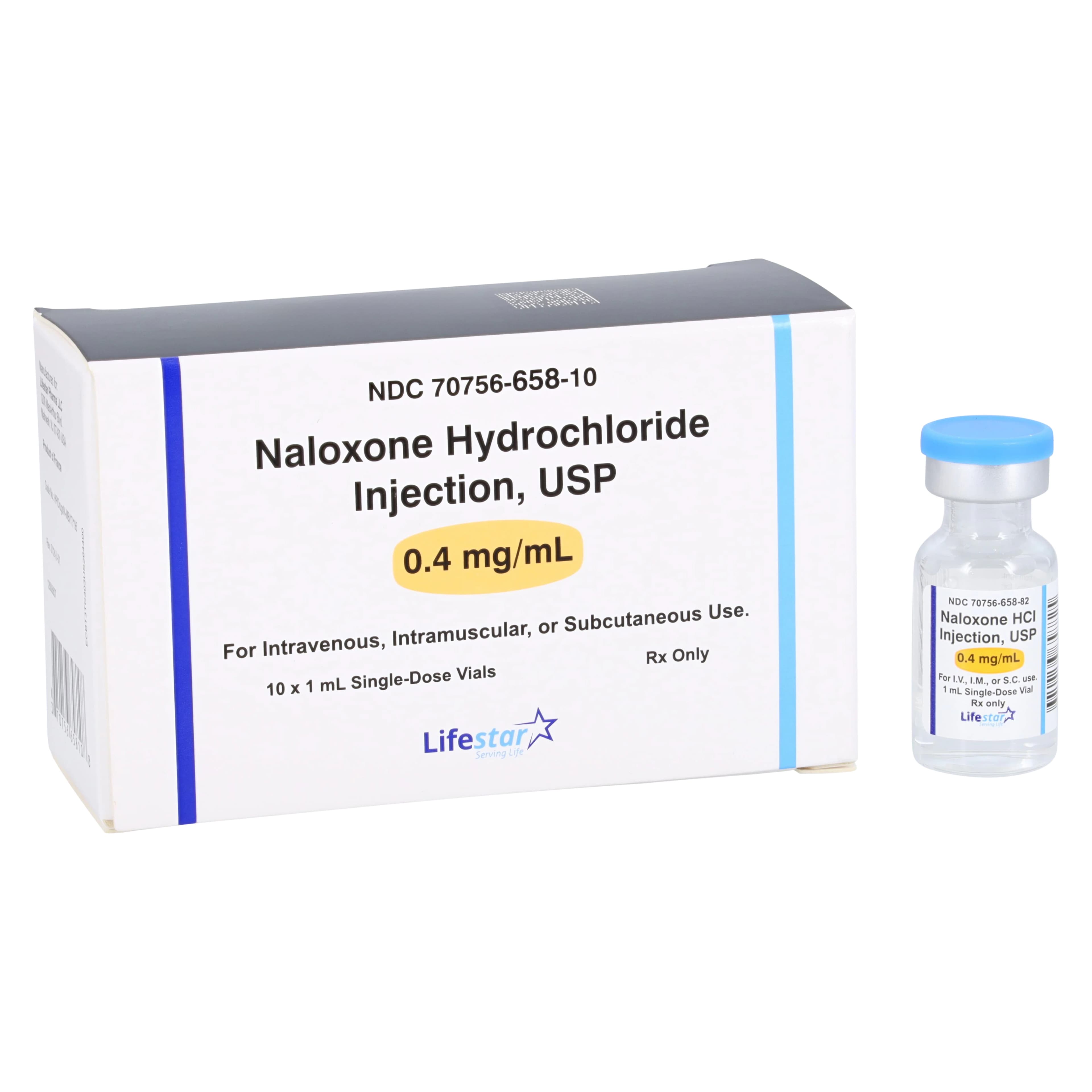 Naloxone HCl Injection 0.4mg/mL, Single Dose Vial, 1mL, 10/Package - Naloxone HCl Inj SDV 1mL - Image 1