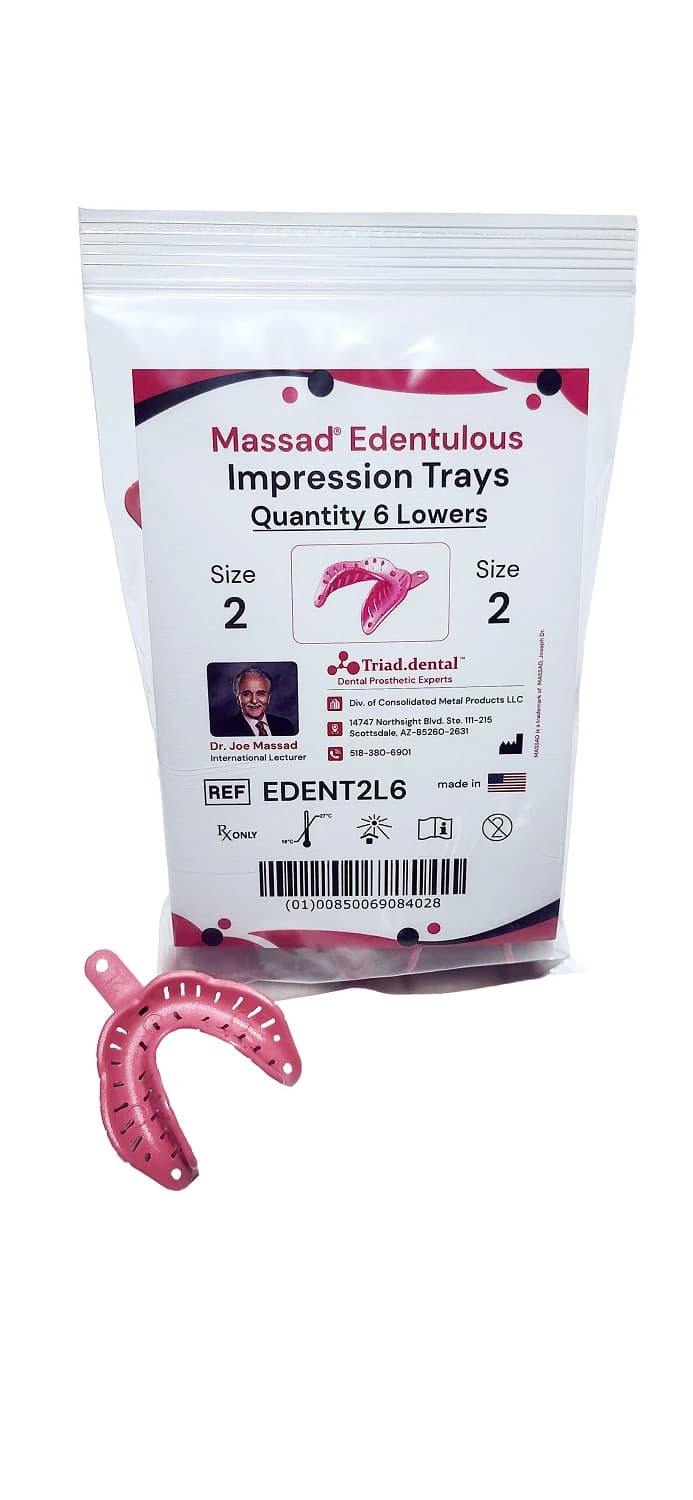 Massad Edentulous Impression Tray, Size 2 Lower, 6/Pkg - Massad Edentulous Impression Tray 2L Pack of 6 - Image 1