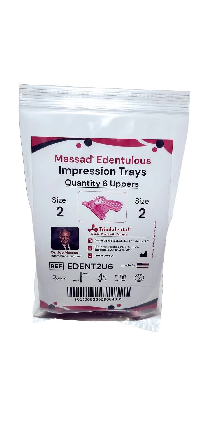 Massad Edentulous Impression Trays, Size 2, Upper, 6/Pkg - Massad Edentulous Impression Tray 2U Pack of 6 - Image 1