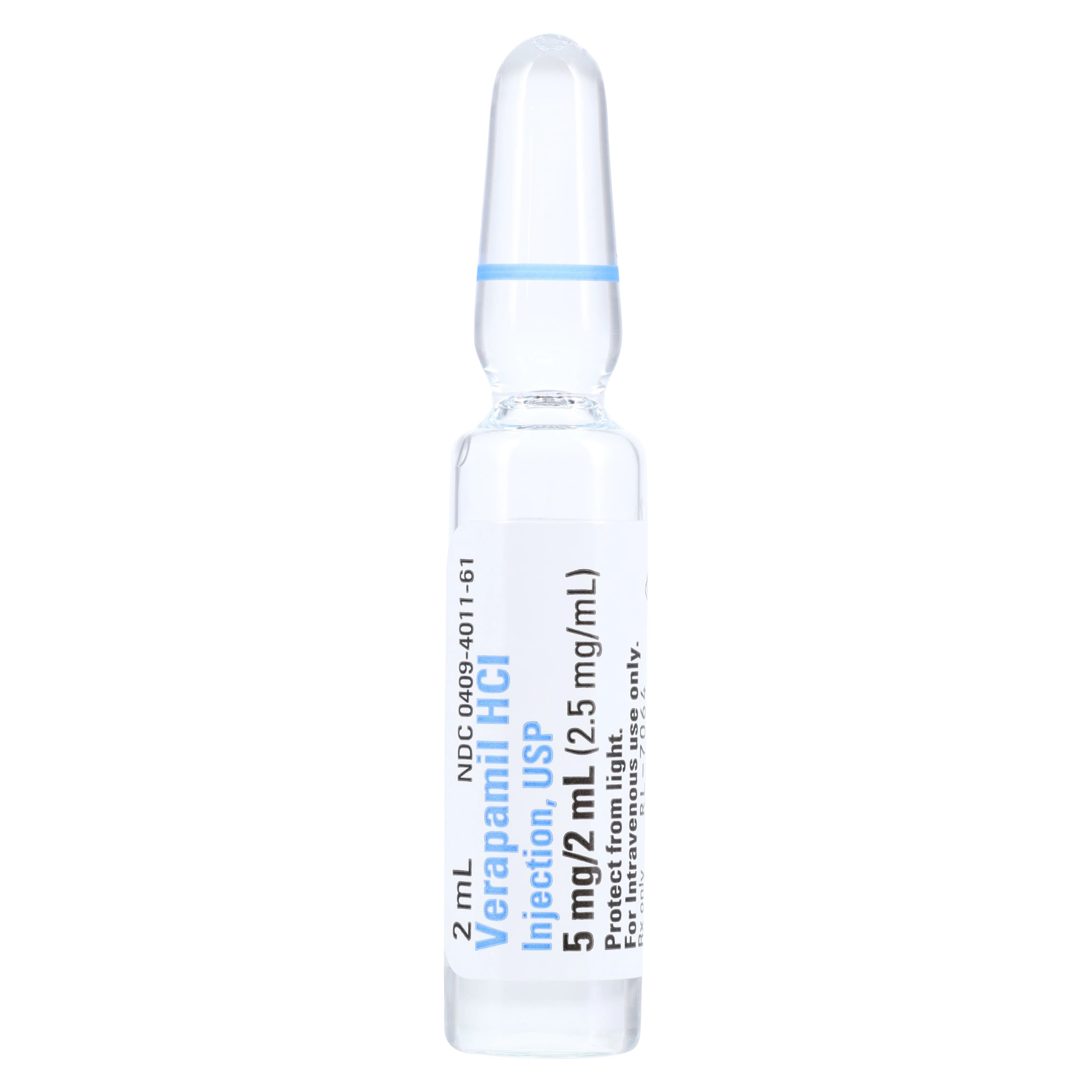 Verapamil HCl Injection, 2.5 mg/mL, 2 mL Ampule, Preservative-Free, 5/Package - Verapamil HCL Inj PF Amp 2mL - Image 1