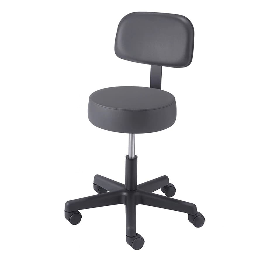 Brewer Stool with Backrest, Charcoal - Stool w/Backrest - Image 1