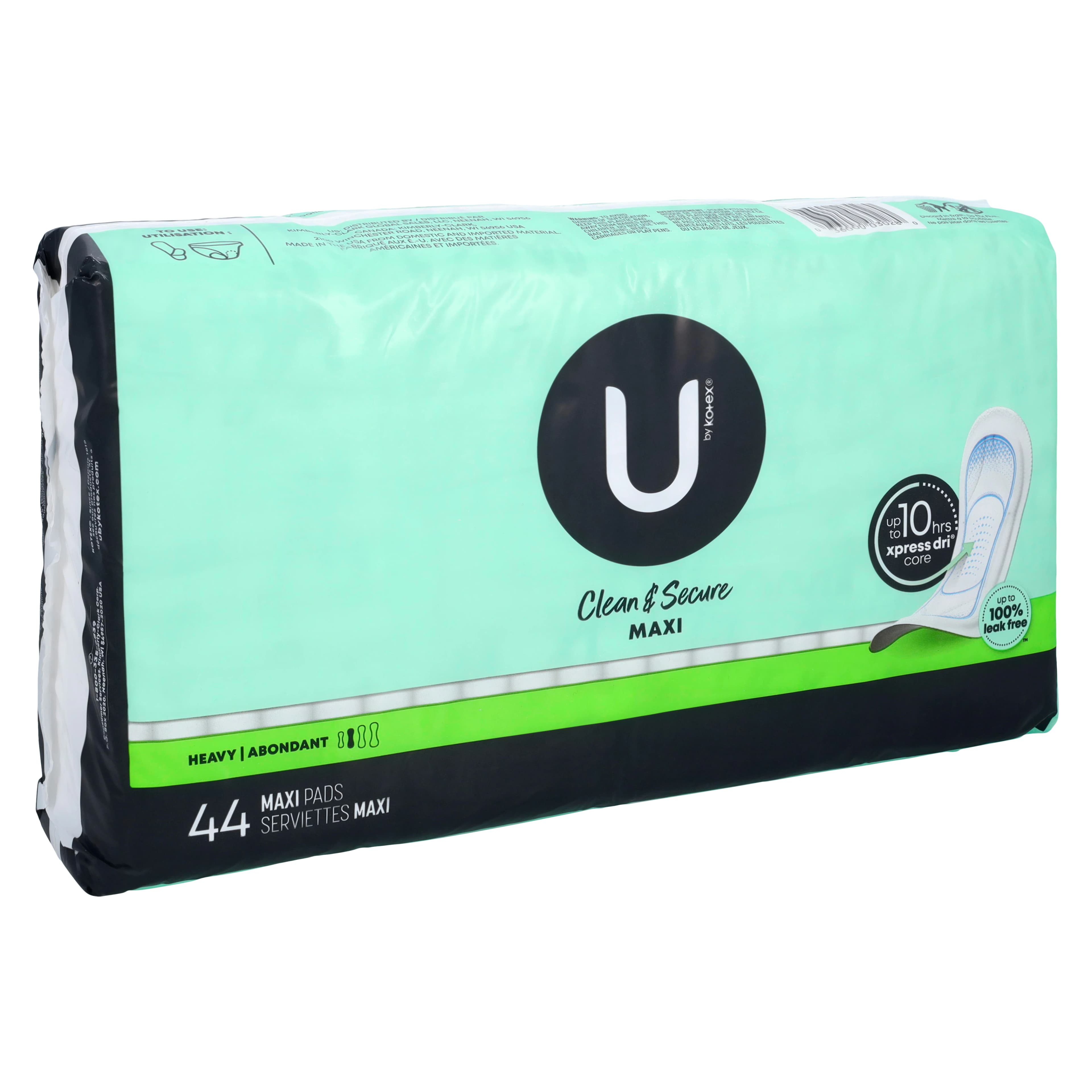 Kotex U Maxi Pad, Heavy, White, Disposable, Fragrance Free, Latex Free, 44/Pk - Kotex U Maxi Pad - Image 1
