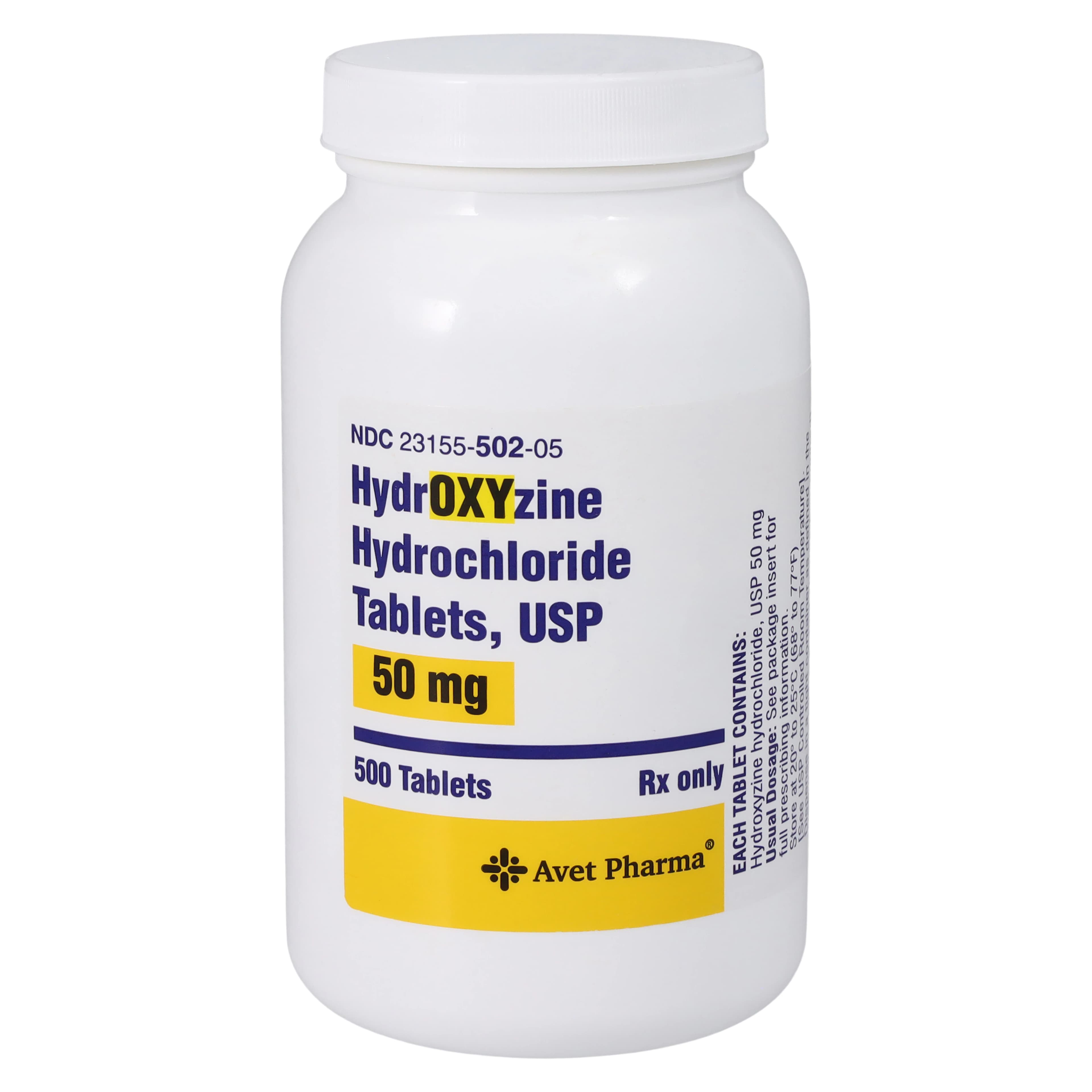 Hydroxyzine HCl Tablets, 50mg, 500/Bottle - Hydroxyzine HCl Tablets - Image 1