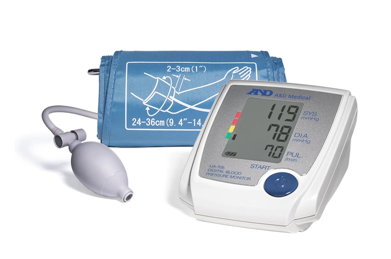 A&D Engineering Manual Inflate Blood Pressure Monitor with Medium Cuff - Manual Inflate BPM Med Cuff - Image 1