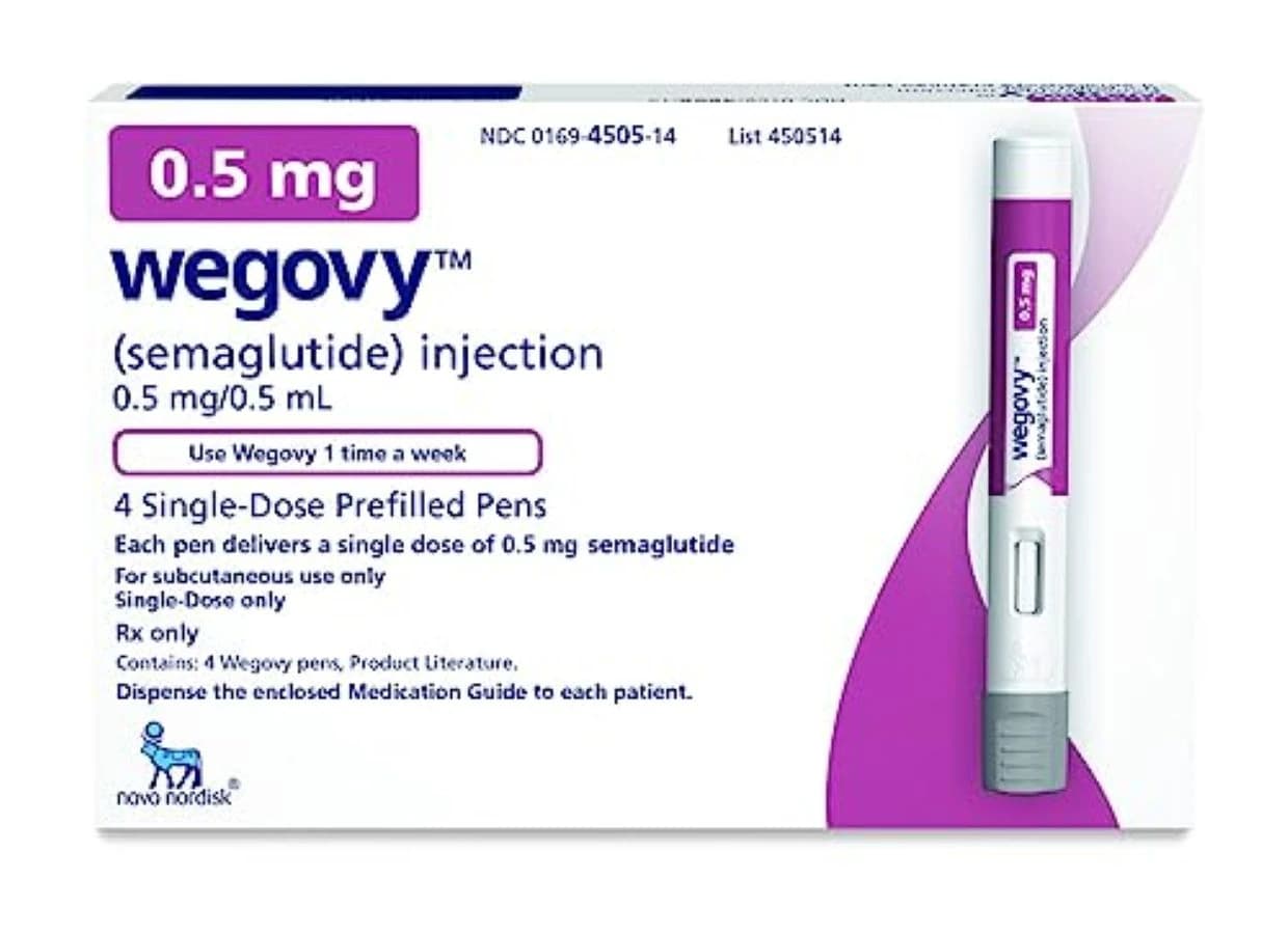 Wegovy (Semaglutide) Injection 0.5 mg Prefilled Pen, 0.5 mL, 4 Pens/Package - Wegovy Prefilled Pen 0.5ml - Image 1