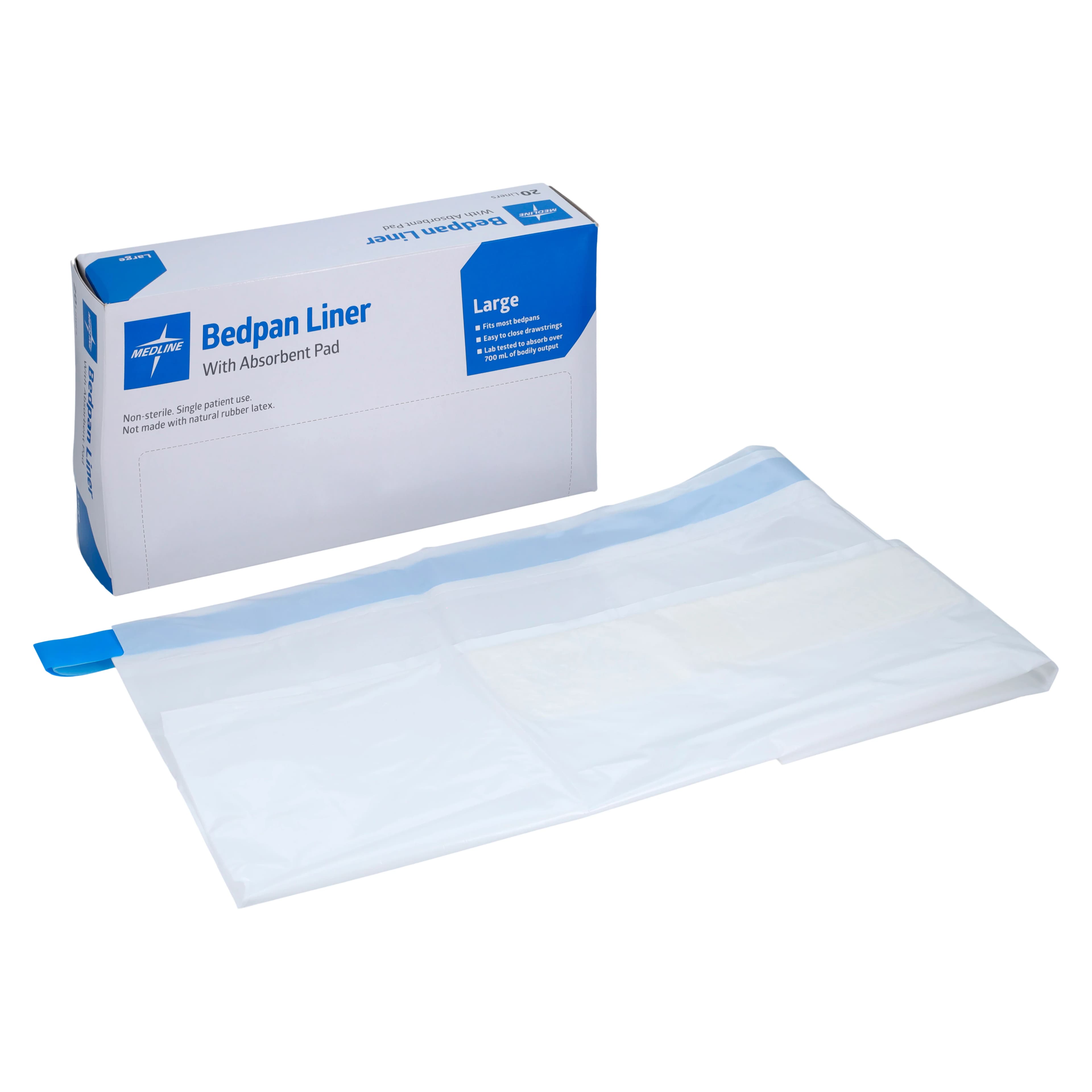 Medline Bedpan Liner with Absorbent Pad, White, 700mL - Liner Bedpan w/Absorbent Pad - Image 1