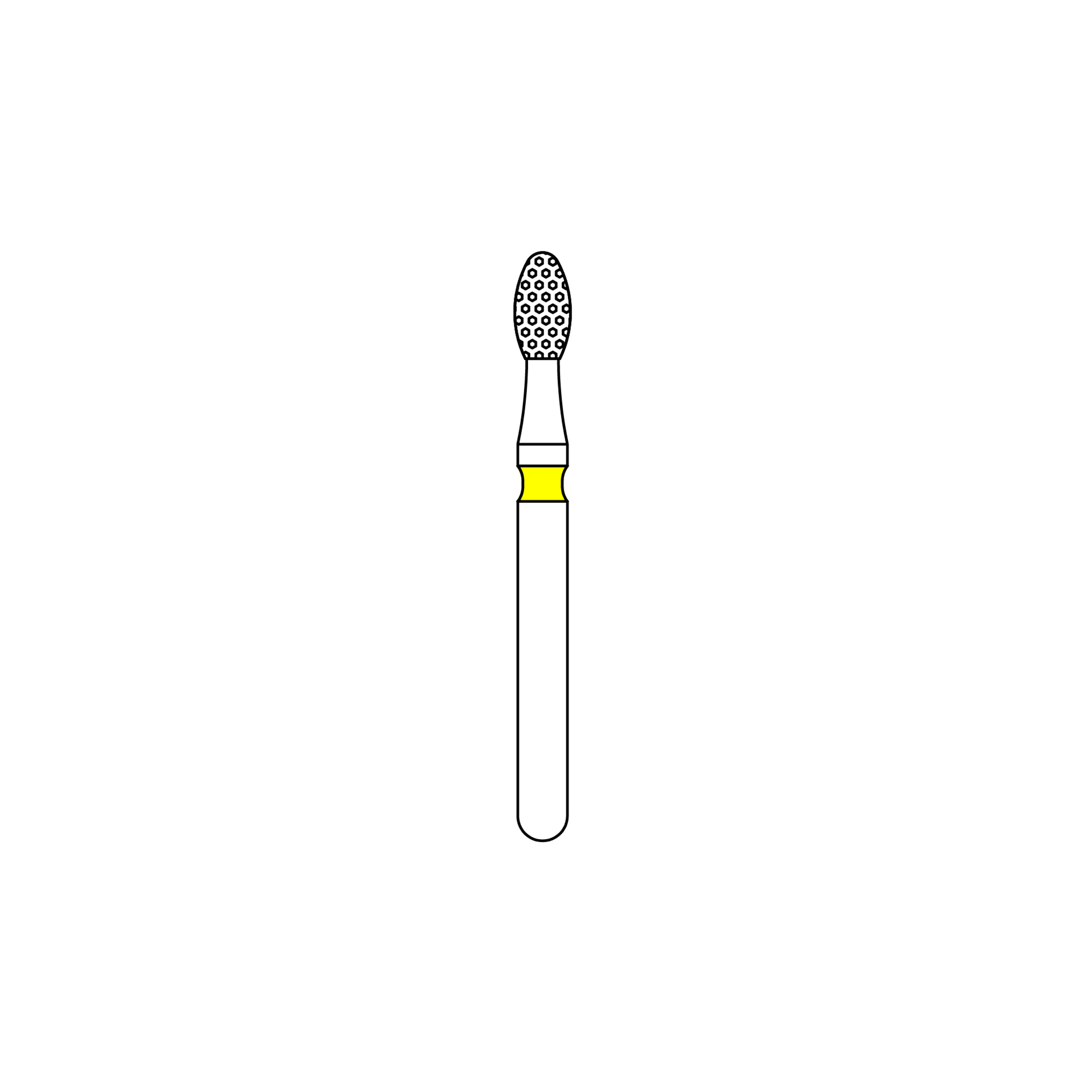 Priva Rotary Instruments Diamond Bur, FG, Extra Fine, Yellow, Egg, #379-018XF, 1.8 mm Head Diameter, 5/Pkg - Priva Rotary Instruments Diamond Burs – FG, Extra Fine, Yellow, Egg, # 379, 5/Pkg - 1.8 mm Head Diameter - Image 1