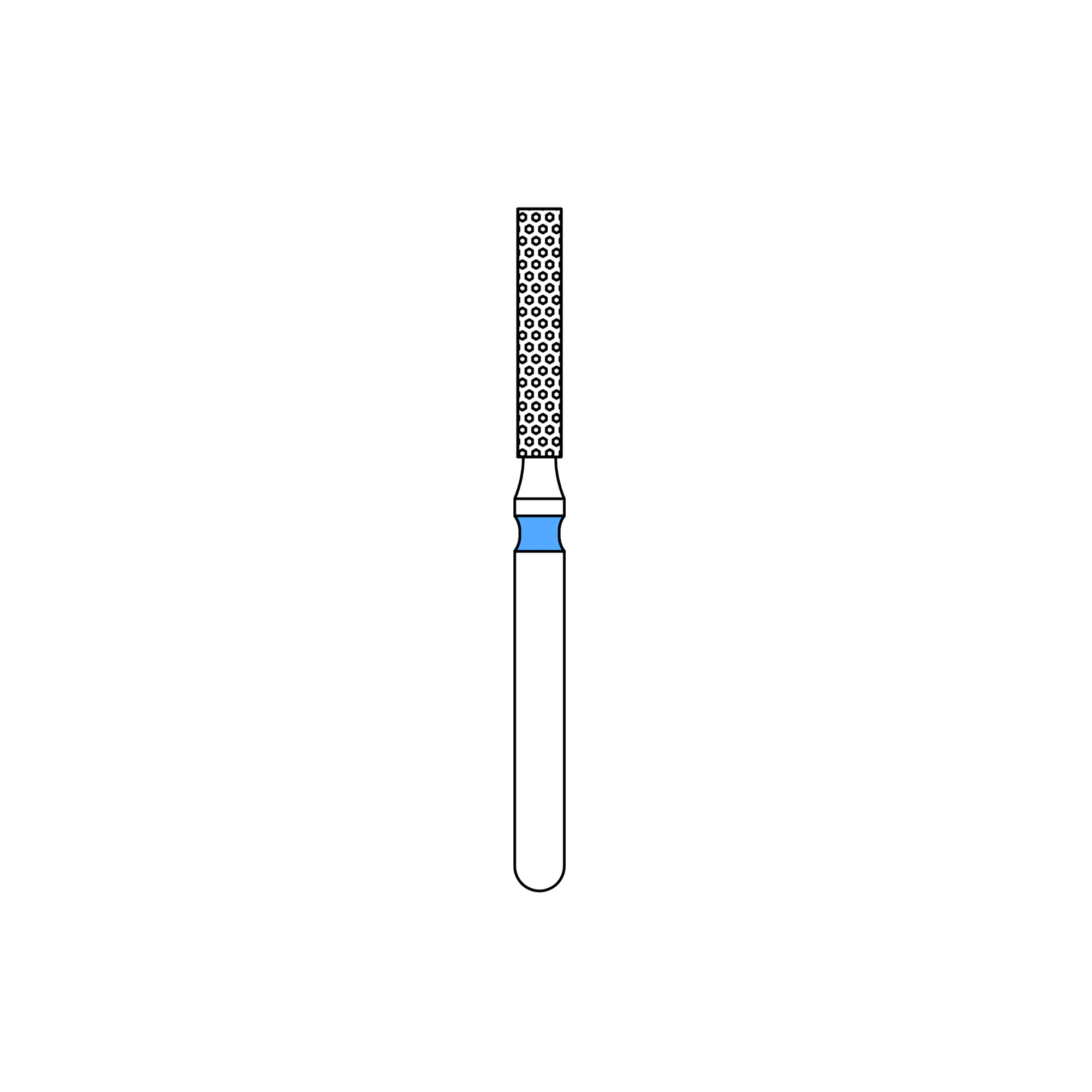 Priva Rotary Instruments Diamond Bur, FG, Flat End Cylinder, Medium Grit, Blue Ring, 1.4 mm Head Diameter, 5/Pkg, #837-014M - Priva Rotary Instruments Diamond Burs – FG, Medium, Blue, Flat End Cylinder, 5/Pkg - # 837, 1.4 mm Head Diameter - Image 1