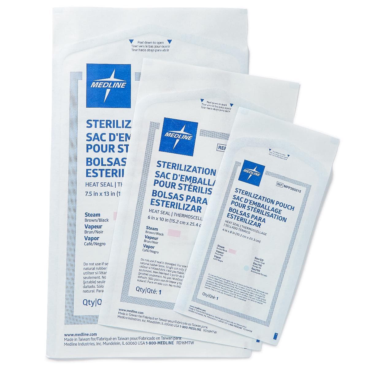 Medline Sterilization Pouch, Heat Seal, Gas/Steam, 6 in x 22 in, Transparent, Latex-Free, 1000/Case - Pouch Heat Seal Gas/Steam - Image 1