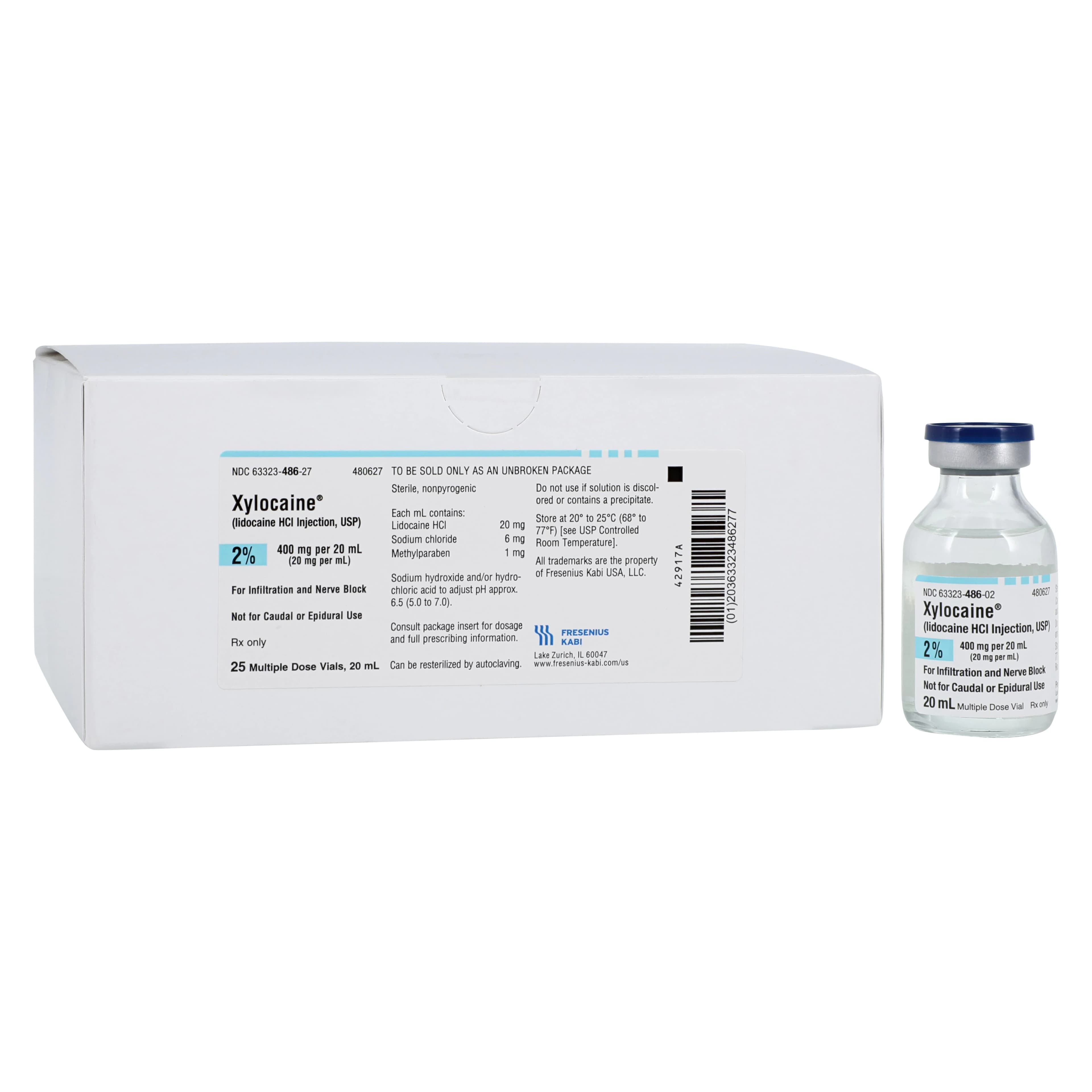 Xylocaine Injection 2% MDV 20mL, 25/Package - Xylocaine Inj MDV 20mL - Image 1