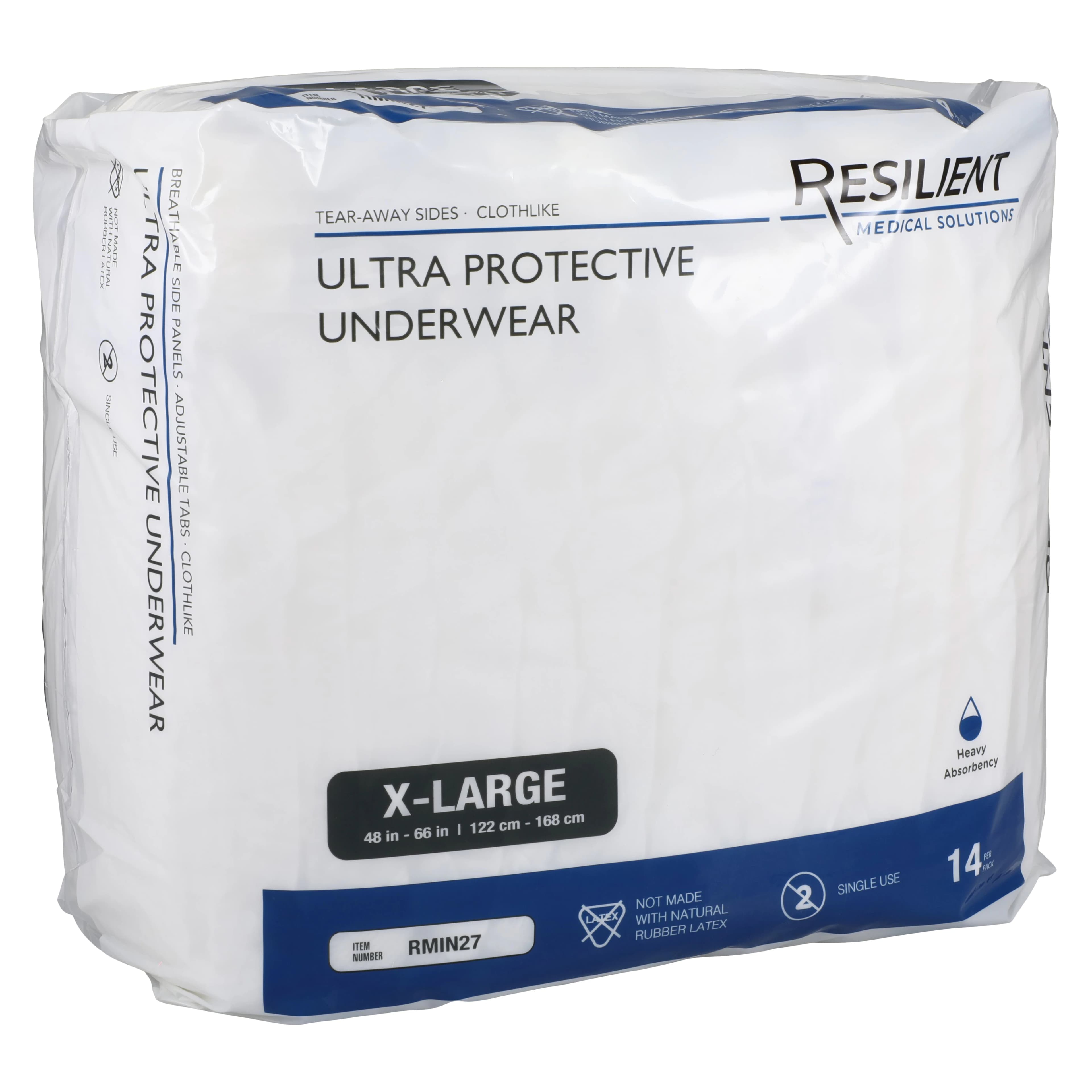 Resilient Medical Solutions Protective Underwear, Unisex Adult, X-Large, 48-66" Waist, Blue, Absorbent, 56/Case - Underwear Protective Ultra - Image 1