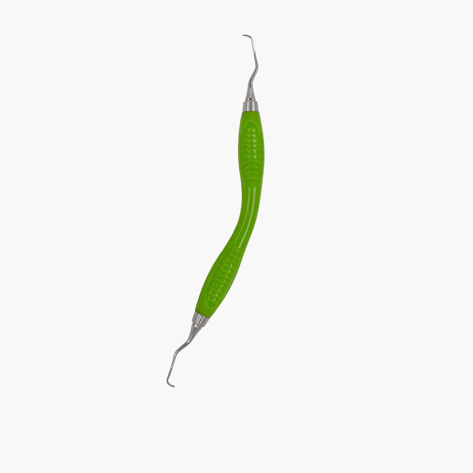 ErgoFlex Gracey Curette 11/12, Adaptive Handle, Double-Ended, 440A Stainless Steel, Silicone Handle, Lime Green, EH1010 - Gracey 11/12 - Adaptive Handle - Image 1