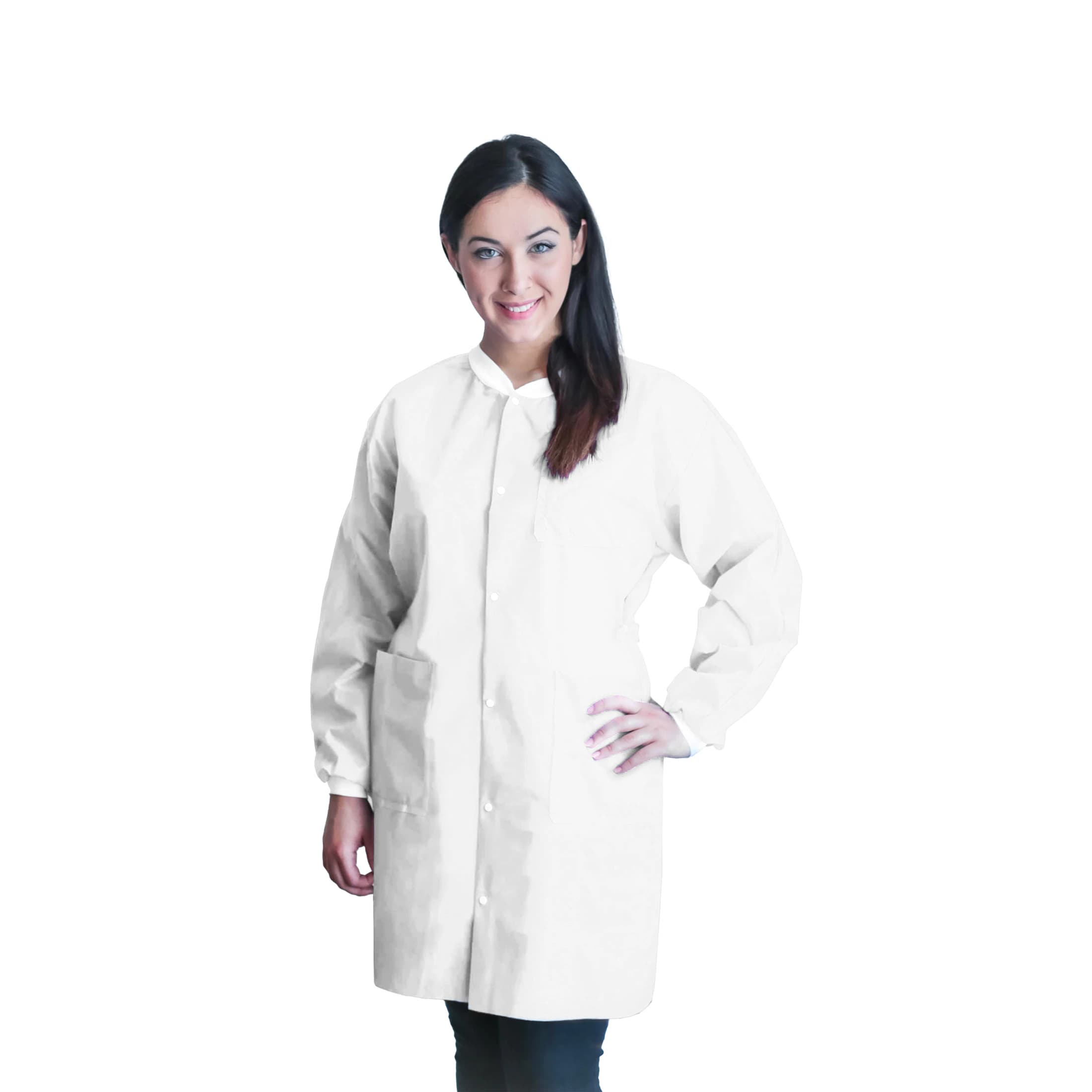 Dukal FitMe Lab Coat, White, XX-Large, 10/Pack, UGC-6602-XXL - FITME LAB COAT WHITE XX-LARGE PK10 - Image 1