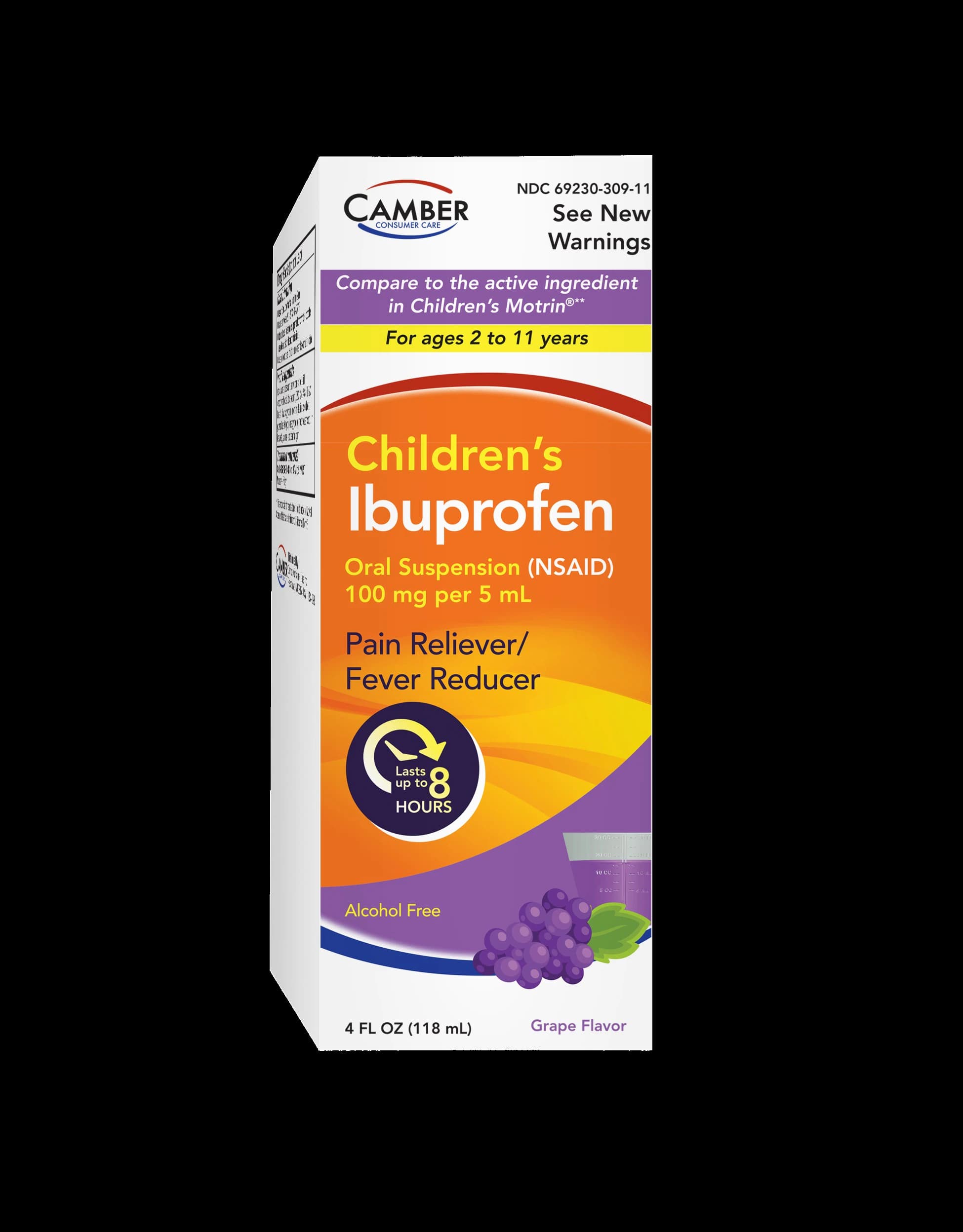 Ibuprofen Children's Oral Suspension, 100mg/5mL, Grape Flavor, Alcohol Free, 4oz Bottle - Ibuprofen Child Susp Grape - Image 1