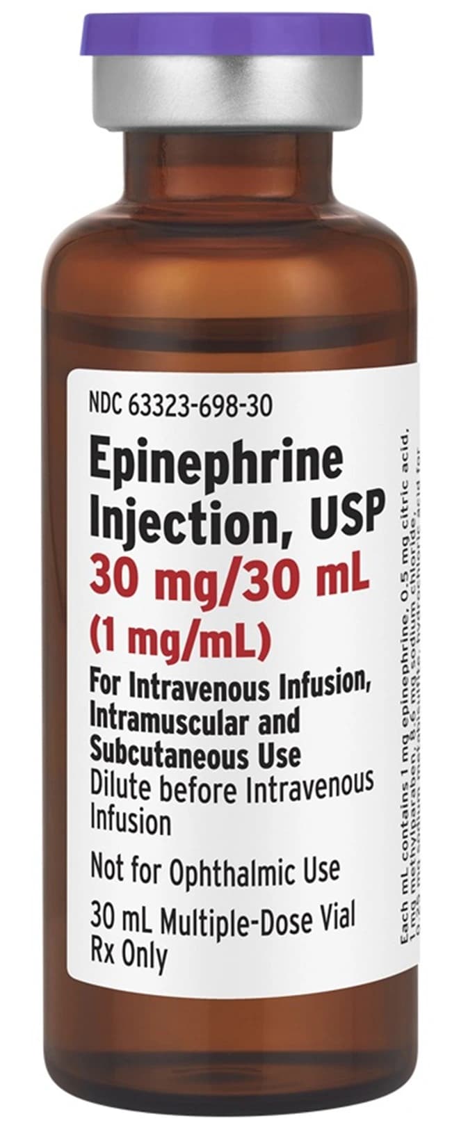 Epinephrine Injection USP 1 mg/mL, 30 mL Multiple-Dose Vial (MDV) - Fresenius Kabi - Epinephrine Inj MDV 30mL - Image 1