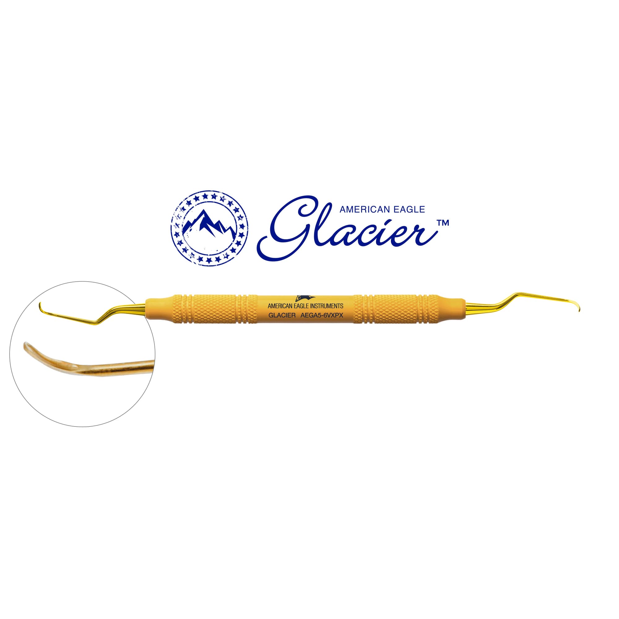 American Eagle Glacier Gracey +3 Access 5-6 Anterior Curette, XP SQUARED Technology, EagleLite Resin Handle, Yellow, 1/Pkg - American Eagle® Glacier™ Gracey +3 Access 5-6 Anterior with XP® SQUARED Technology and EagleLite™ Resin Handle Yellow - Image 1