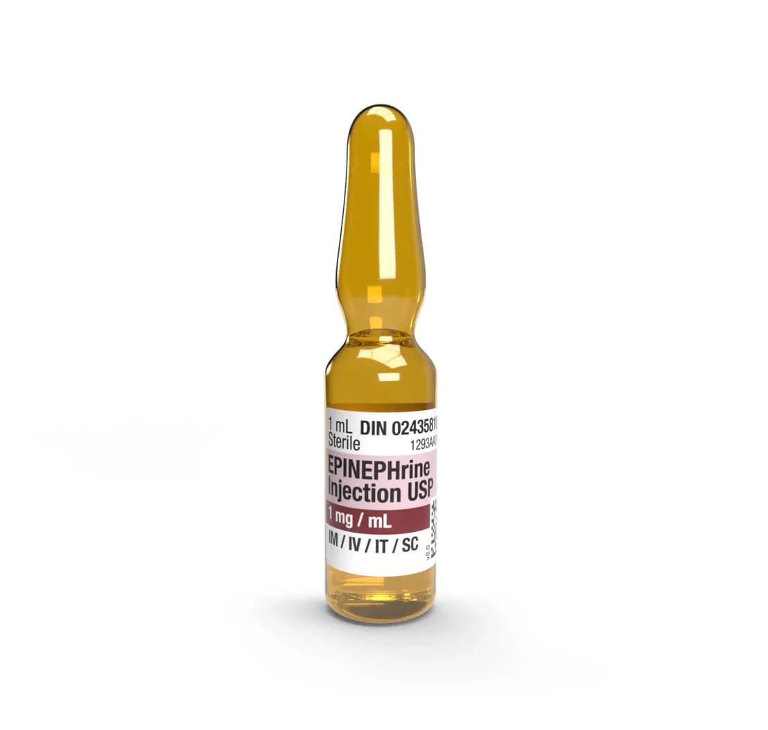 Epinephrine Injection 1mg/mL Ampule, 1mL, 25/Package - Epinephrine Inj Ampule - Image 1