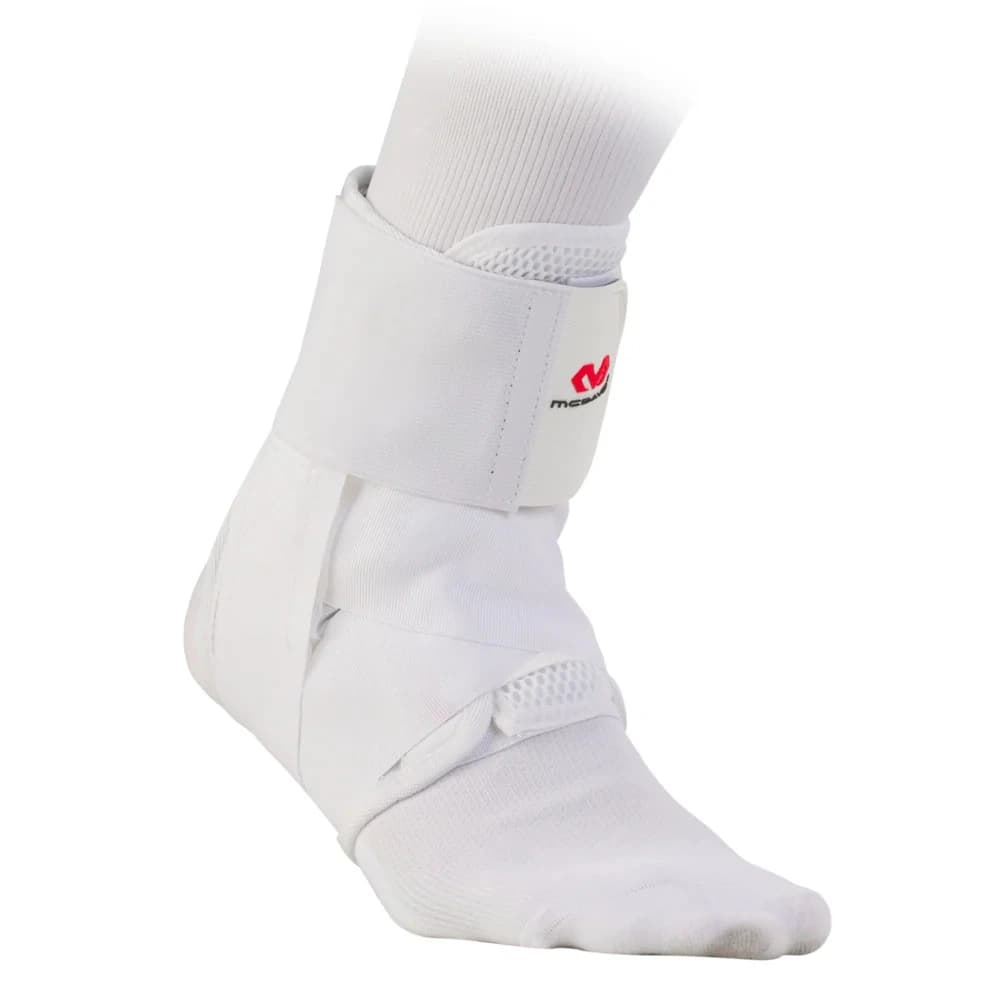 McDavid Ankle Brace with Strap, White, X-Small (Men's 6-7 / Women's 7-8) - Ankle Brace White w/Strap - Image 1