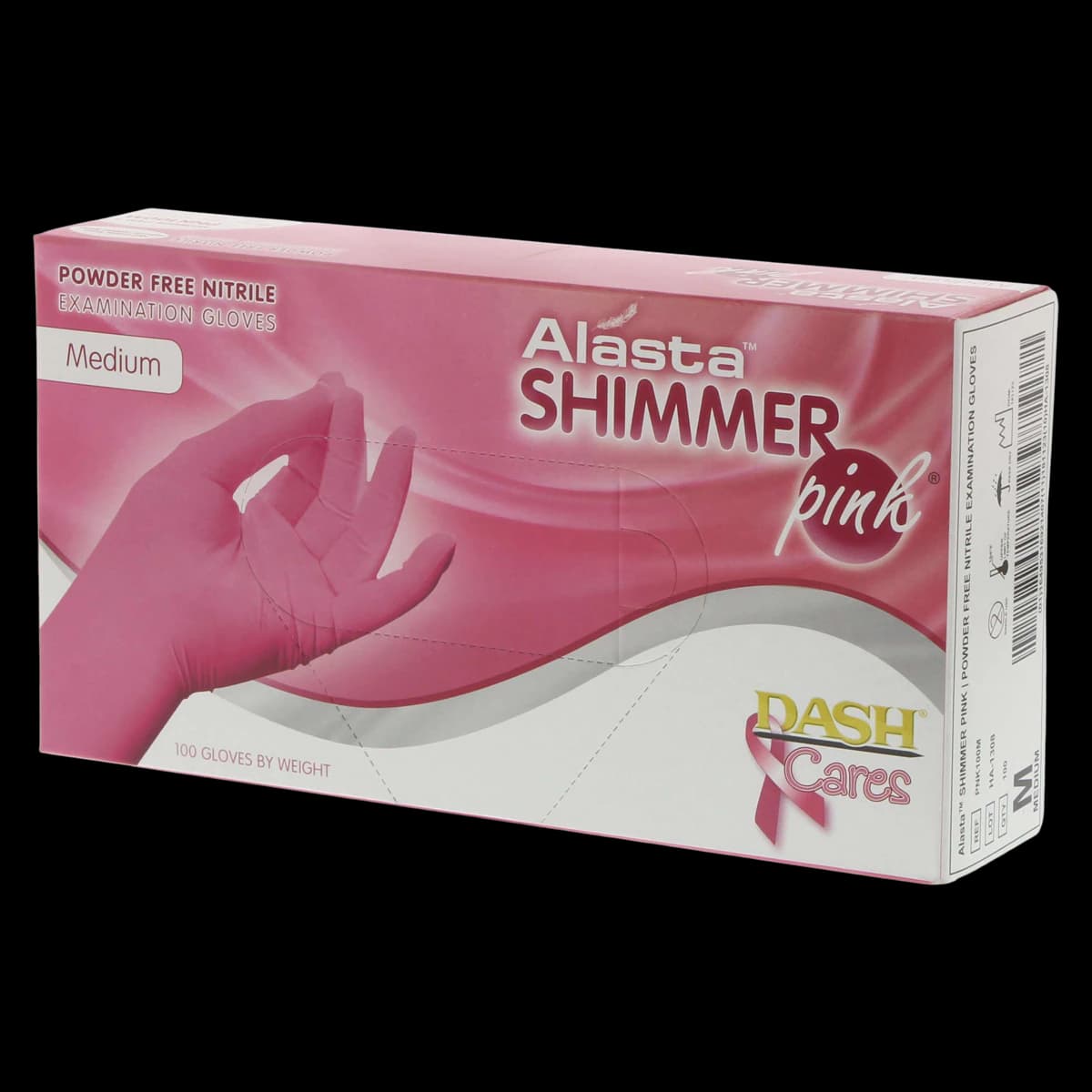 Alasta Shimmer Pink Nitrile Exam Gloves, Powder-Free, Non-Sterile, Medium, 100/Box, PNK100M - Alasta PF Shimmer Pink Nitrile Glove M 100/Bx - Image 1