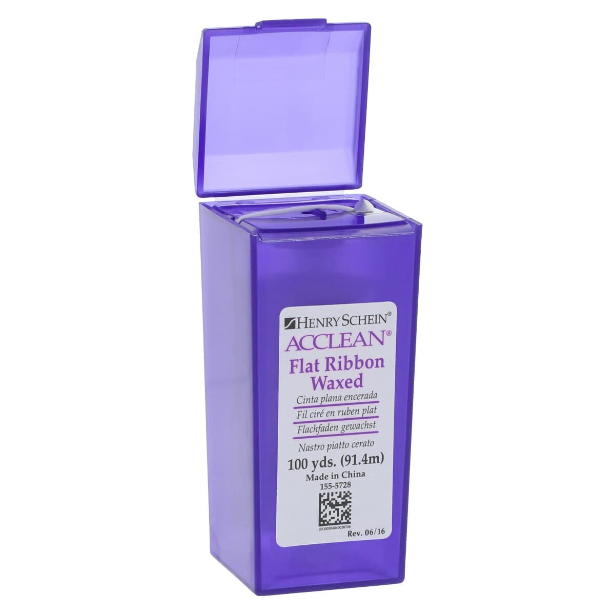 Acclean Waxed Flat Ribbon Dental Floss, 100 Yards, Unflavored, Flip Top Dispenser - Waxed Flat Ribbon Dental Floss - Image 1
