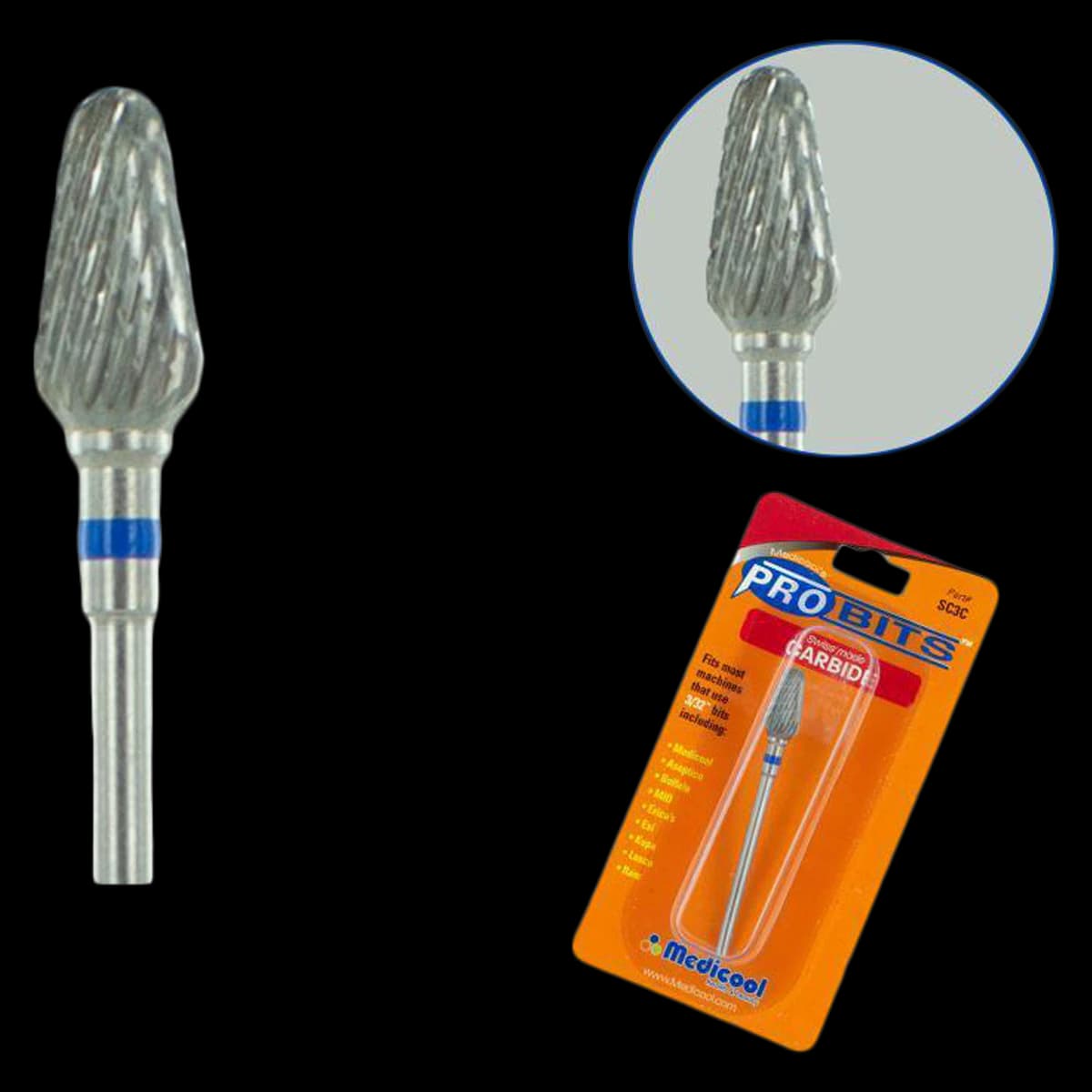 Medicool Swiss Carbide Burr, Debriding, Tapered Barrel, 3/32" Shank, Each - Swiss Carbide Burr Debriding - Image 1
