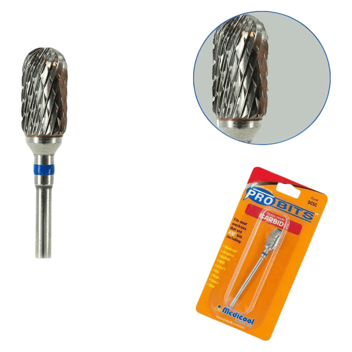 Medicool Swiss Carbide Burr, Coarse, 3/32" Round Barrel, Each - Swiss Carbide Burr Coarse - Image 1