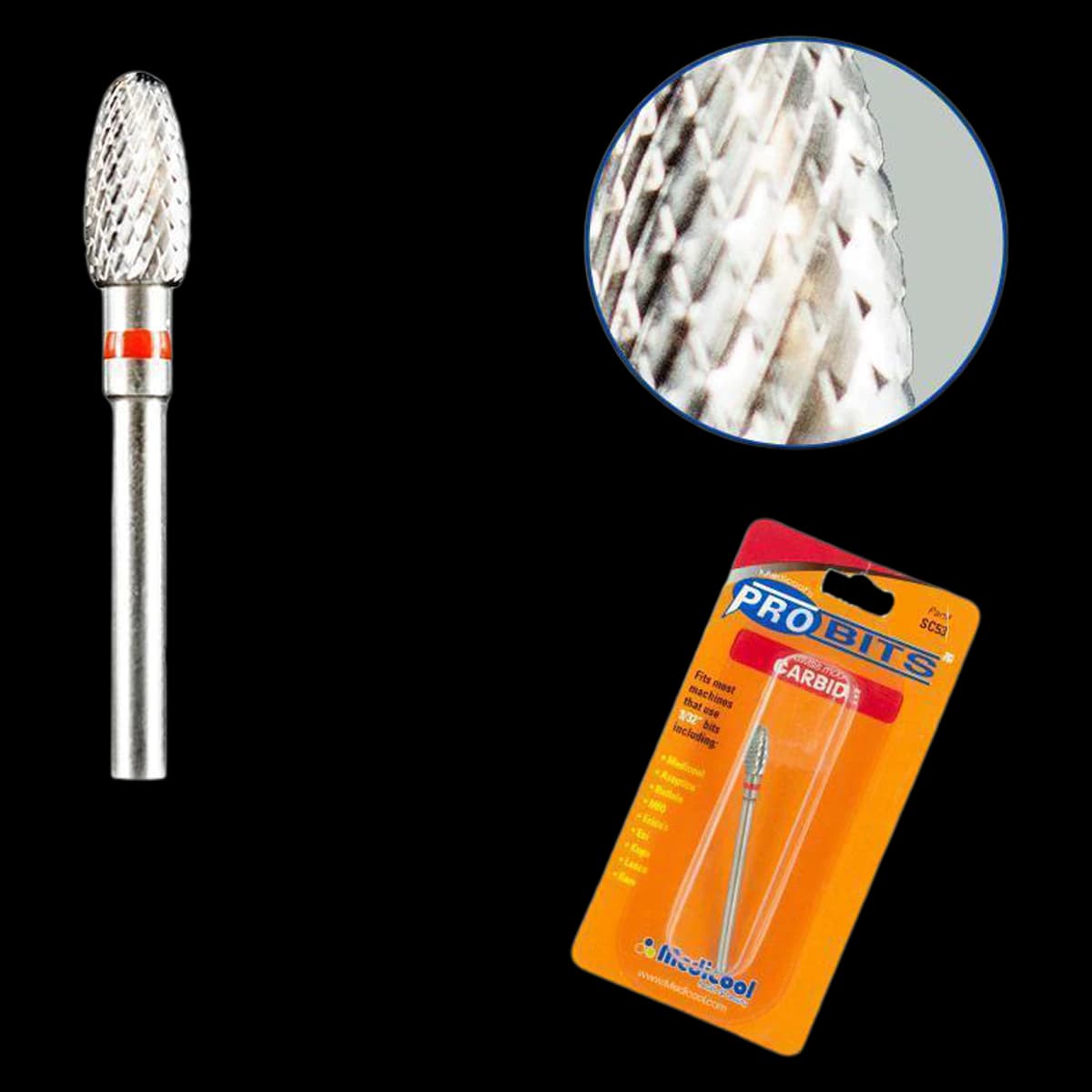 Medicool Swiss Carbide Burr, Debridement Fine, Small Bullet, 3/32" Shank, Each - Swiss Carbide Burr Debrid Fine - Image 1