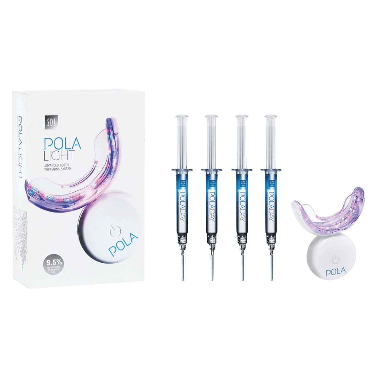 SDI Pola Light/Day Take-Home Tooth Whitening System, 9.5% Hydrogen Peroxide, 4 x 3g Syringes, LED Mouthpiece, 7700983 - Pola Light/Day Kit 9.5% HP 4g x 3/Pk - Image 1