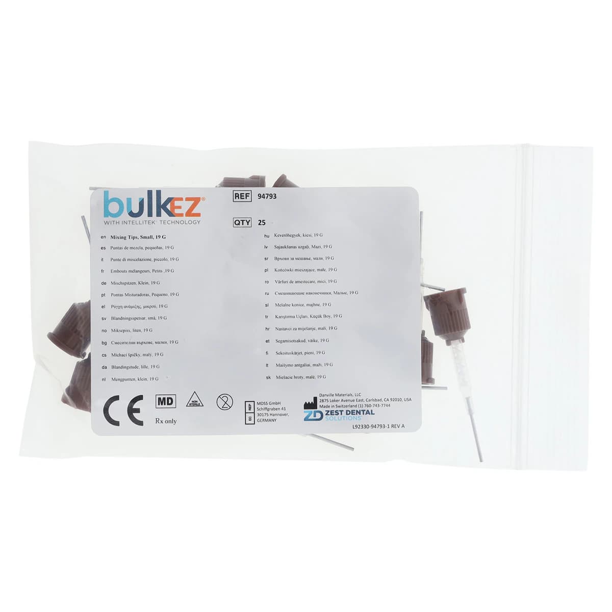 Bulk EZ Dual-Cure Composite Mixing Tips, 19 Gauge, Brown, 25/Pkg, 94793 - 19 Ga Tips 25/Pkg. 94793 - Image 1
