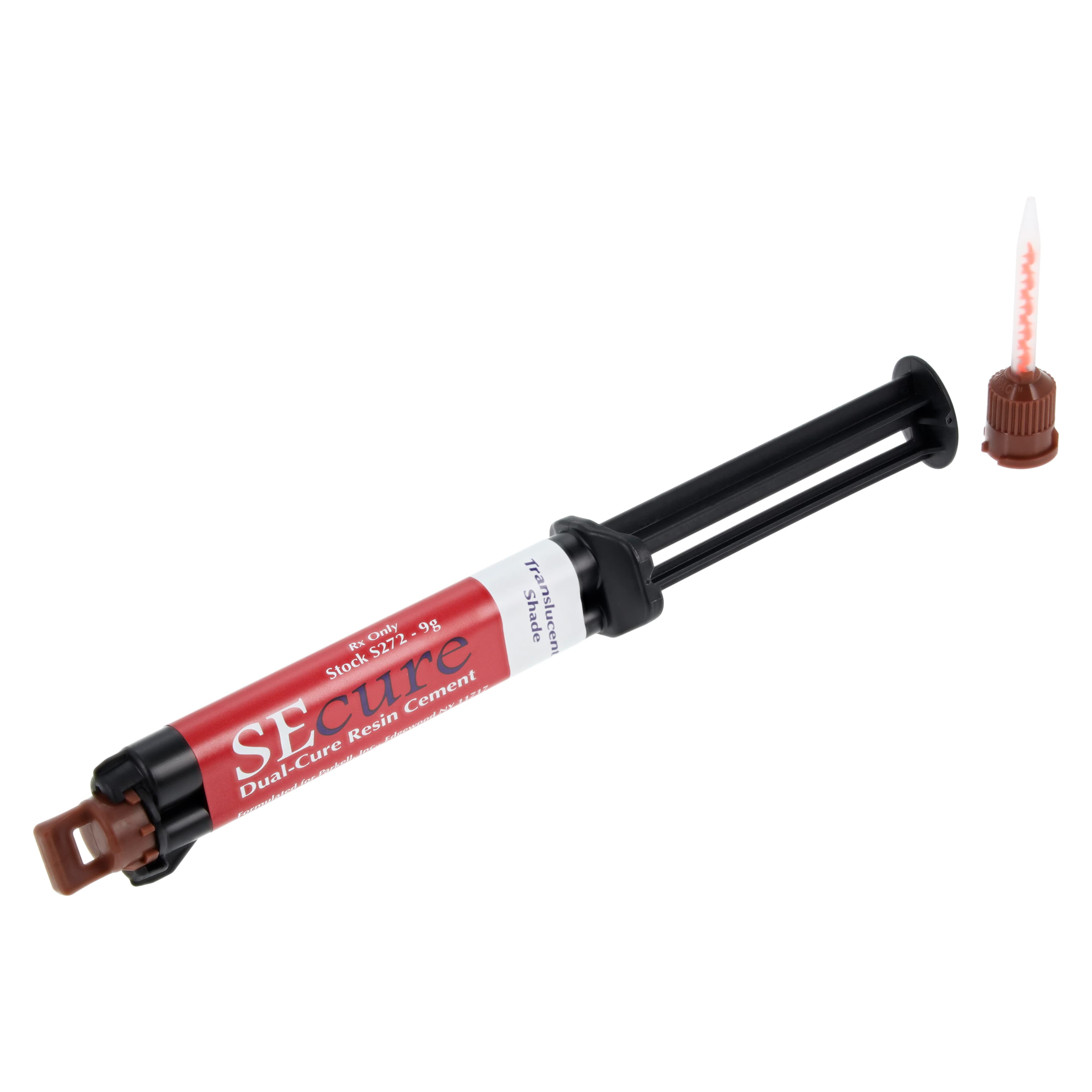 Parkell SEcure Dual-Cure Resin Cement, Translucent, 9g Syringe Refill with 10 Mixing Tips, S272 - SEcure DC Resin Cement, Translucent w/Tips 9g - Image 1