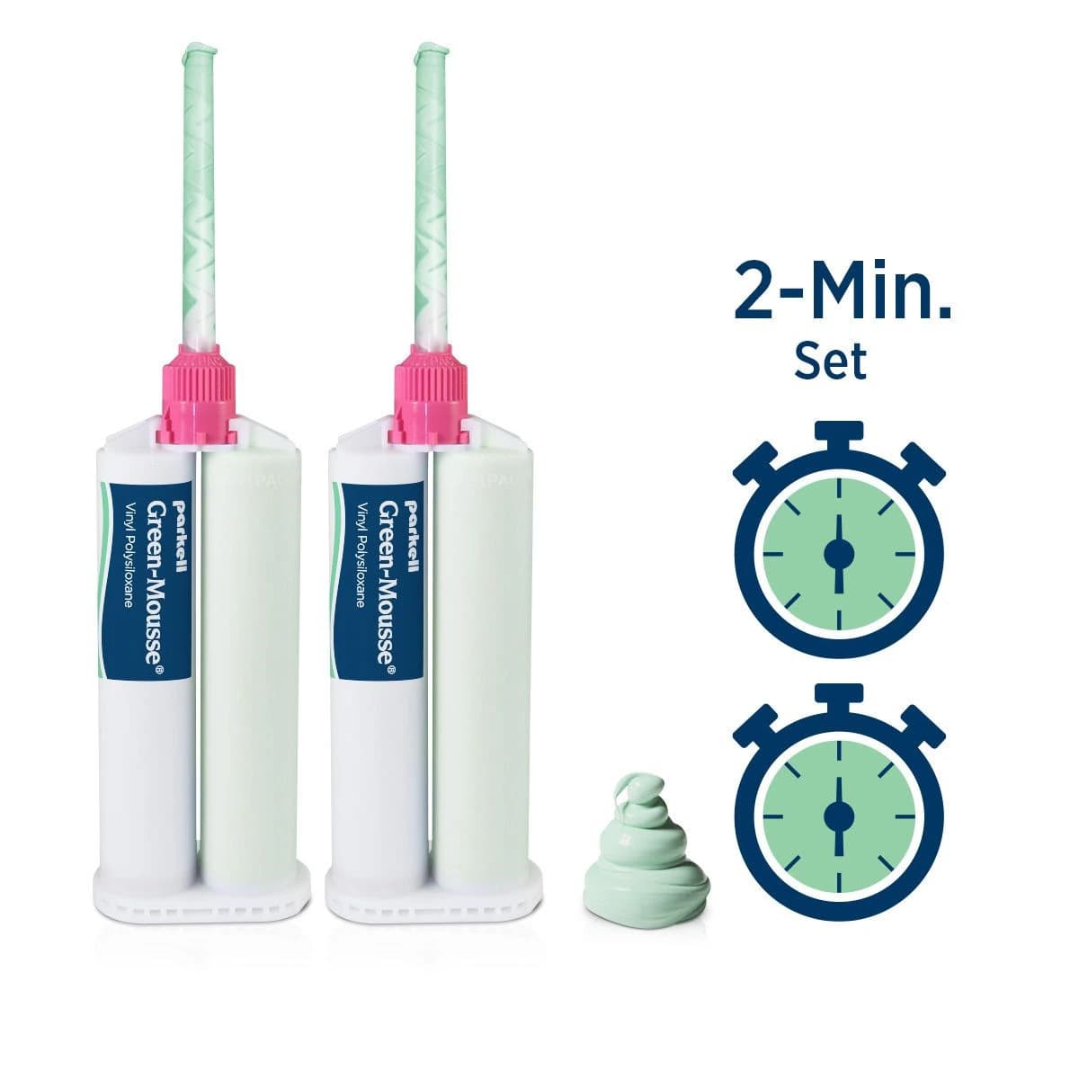 Green-Mousse VPS Bite Registration Material, Automix Split Cartridge, 50 ml, 2/Pk, S455S - Green-Mousse VPS Bite Registration Material, Automix Split Cartridge, 50 ml, 2/Pk, S455S - Image 1