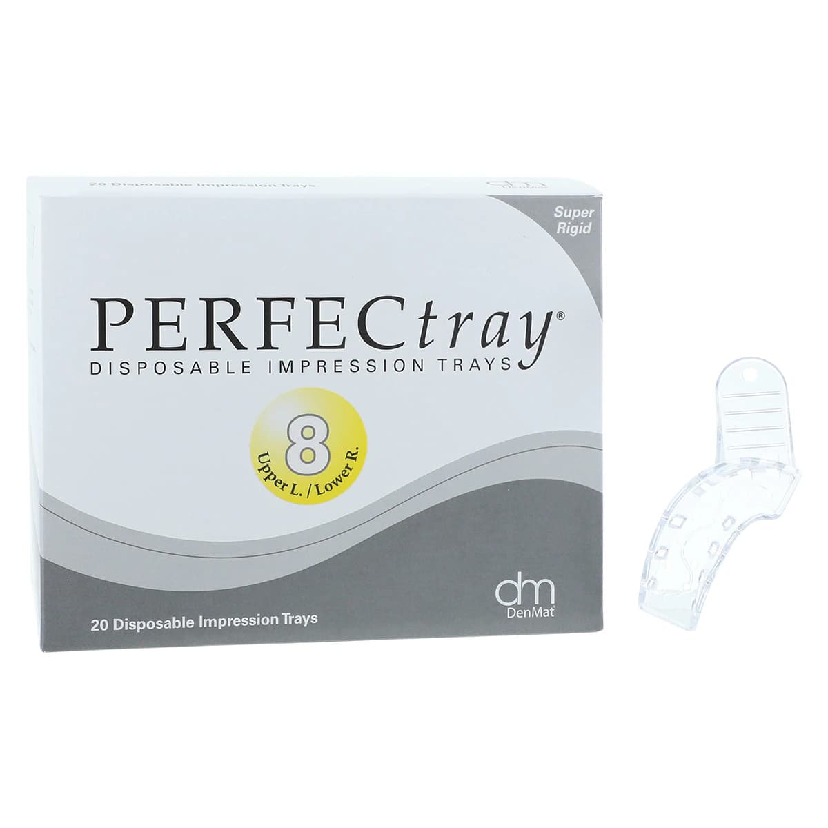 Perfectray Disposable Quadrant Impression Tray, #8 Upper Left / Lower Right, Crystal Clear, Perforated, 20/Package - Perfectray #8 Quadrant - Image 1
