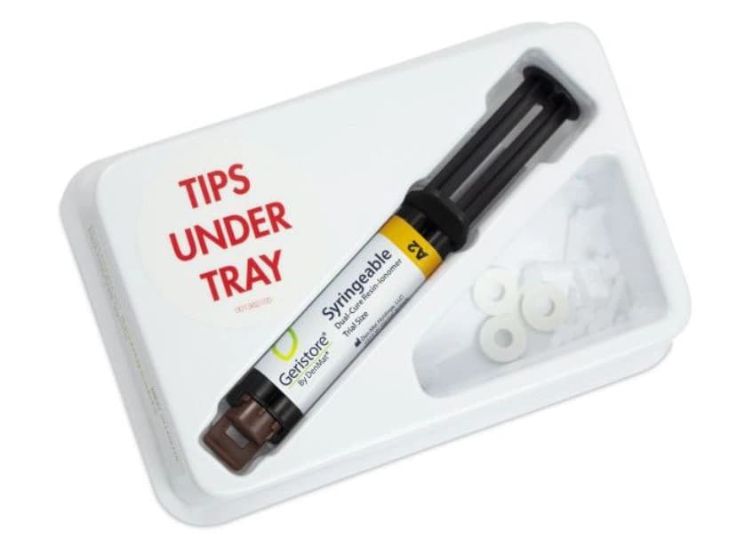 Geristore Dual-Cure Resin-Modified Glass Ionomer Syringe Intro Kit, Shade A2, 5 g, 031476110 - Geristore, Intro Kit, A2, AutomixSyringe, 031476110 - Image 1