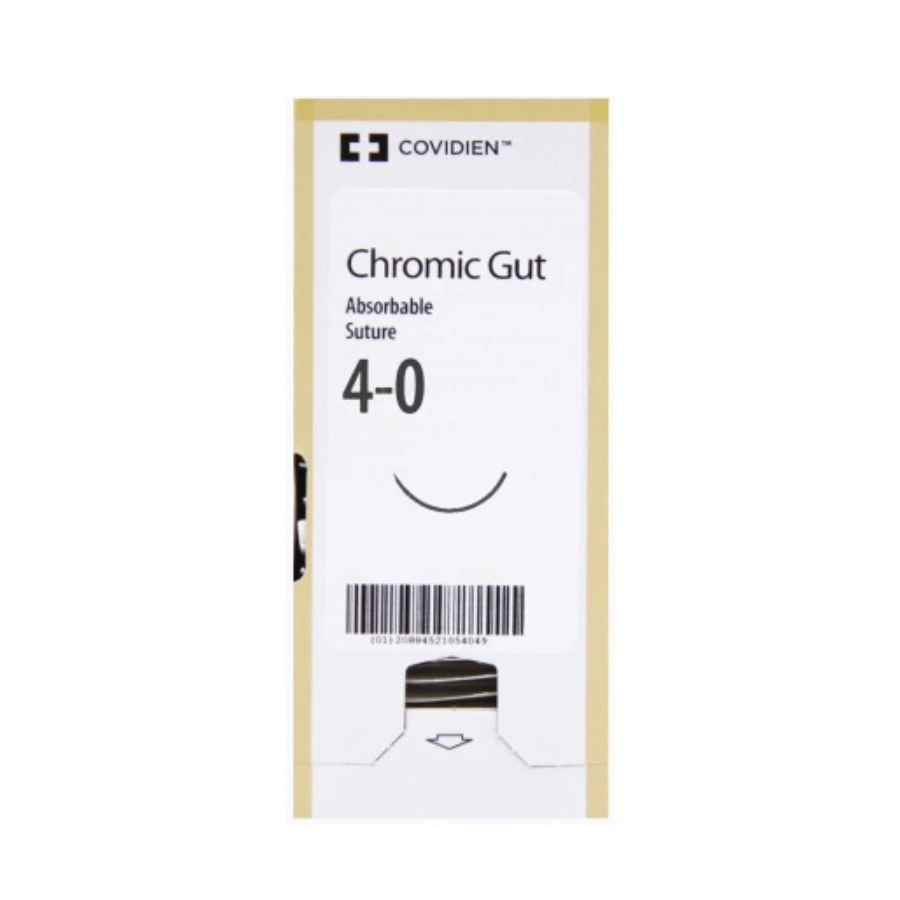 Surgigut Suture Chromic Gut Monofilament 4-0, 18" Undyed, C-13 Reverse Cutting 3/8 Circle Needle 19mm, 36/Box - Suture Chromic Gut Undyed C-13 - Image 1