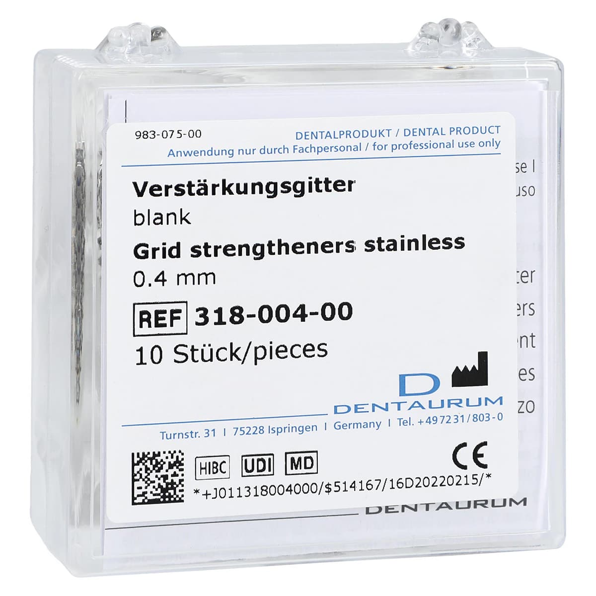 Dentaurum Grid Strengthener Stainless Steel, 0.4mm, Pack of 10 - Grid Strengthener Stainless Steel .4mm Pack of 10 - Image 1