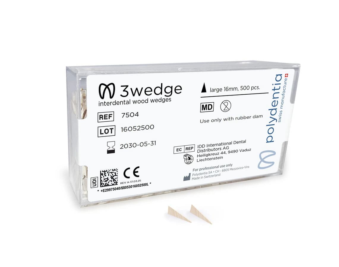 Polydentia 3wedge Interdental Wooden Wedges, Large, 16mm/0.63", 500/Bx, 7504 - Polydentia 3wedge Size (Large) 16mm/0.63" (500) - Image 1