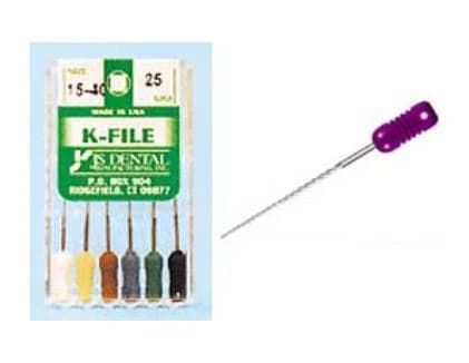 K-Files Hand File, Size 140, 21 mm, Stainless Steel, Color Coded, 6/Package - K-Files 21mm - Image 1