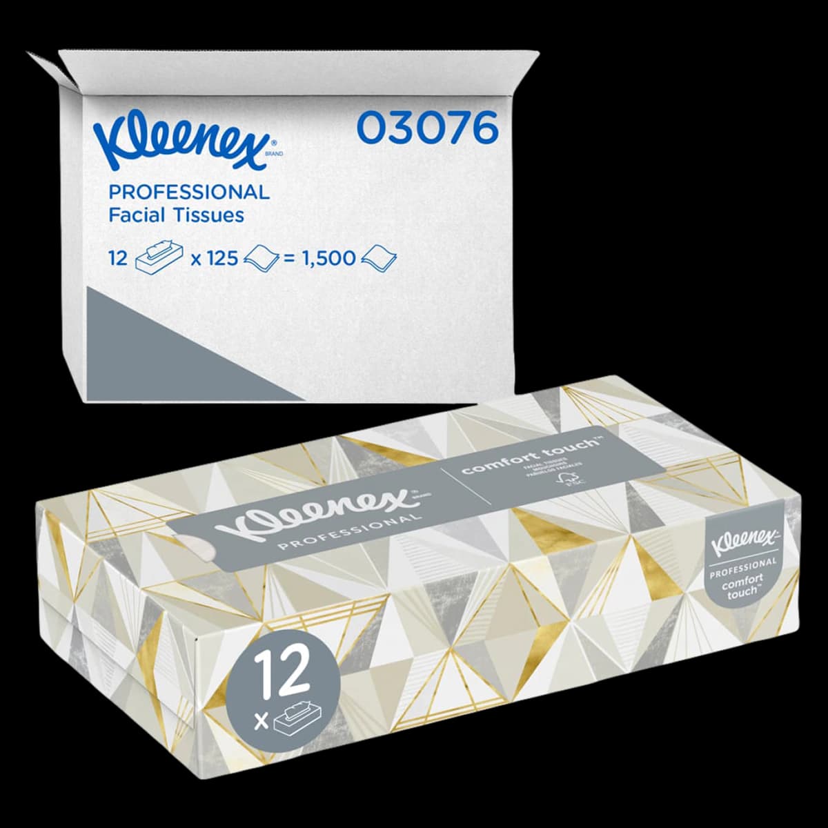 Kleenex Facial Tissue, White, 2-Ply, 125 Sheets per Box, 12 Boxes per Case, 03076 - Kleenex Tissue Facial - Image 1