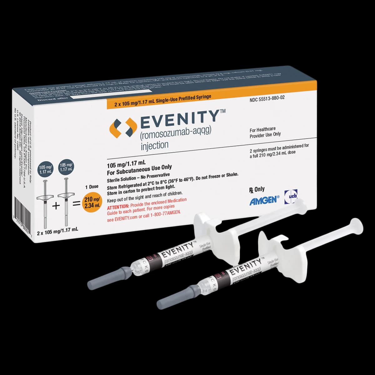 Evenity (romosozumab-aqqg) Injection 105 mg Prefilled Syringe, 1.17 mL, 2/Package - Evenity Inj Syringe - Image 1