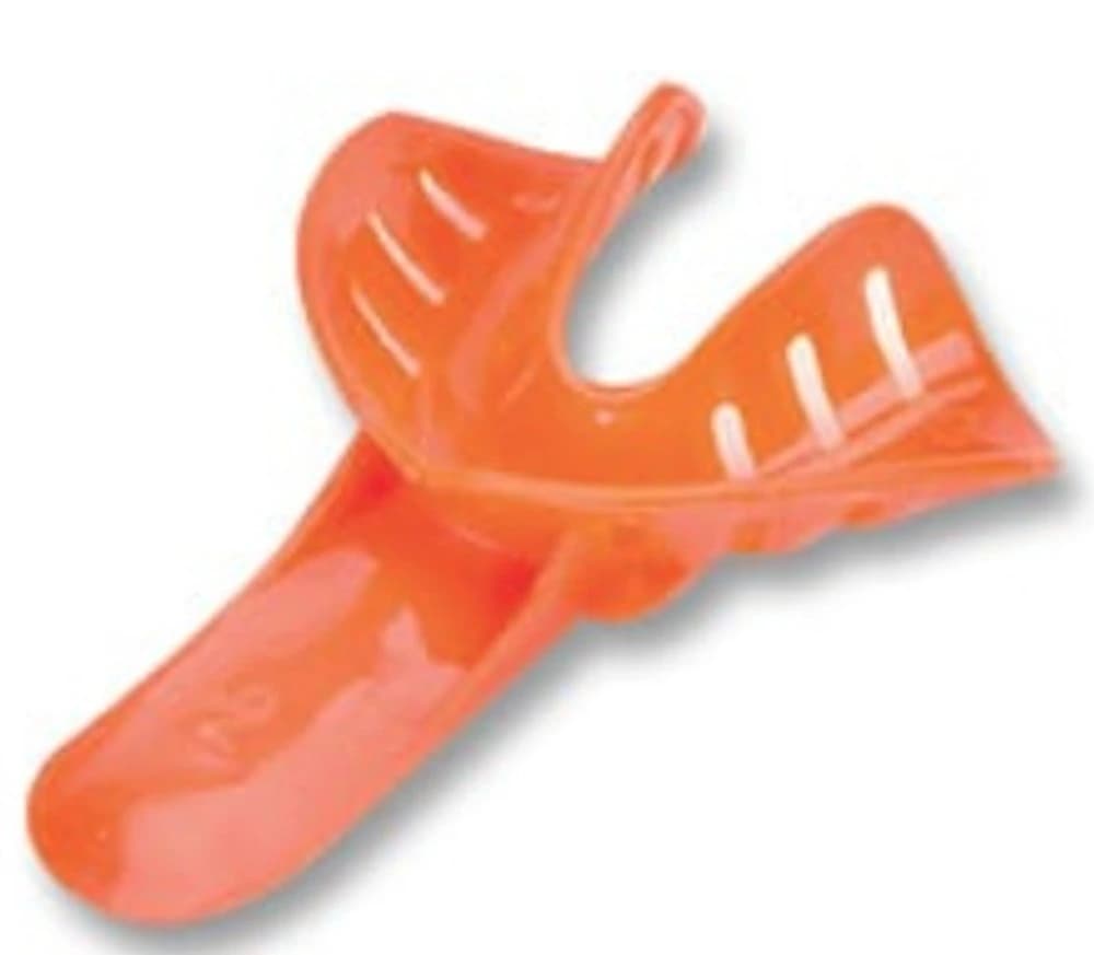 Plasdent Excellent-Color Disposable Impression Trays, Orange, Child Medium Lower #2, 50/Bag, ITO-2L-50 - Orange Disposable Trays Economy #2 Child Medium Lower Bag of 50 - Image 1