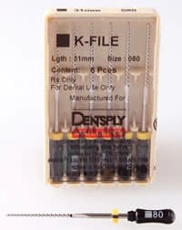 Dentsply Maillefer K-Files Stainless Steel, Size #80, 31mm, Black, 6/Pk - K-Files SS #80 31mm 6/Pk - Image 1