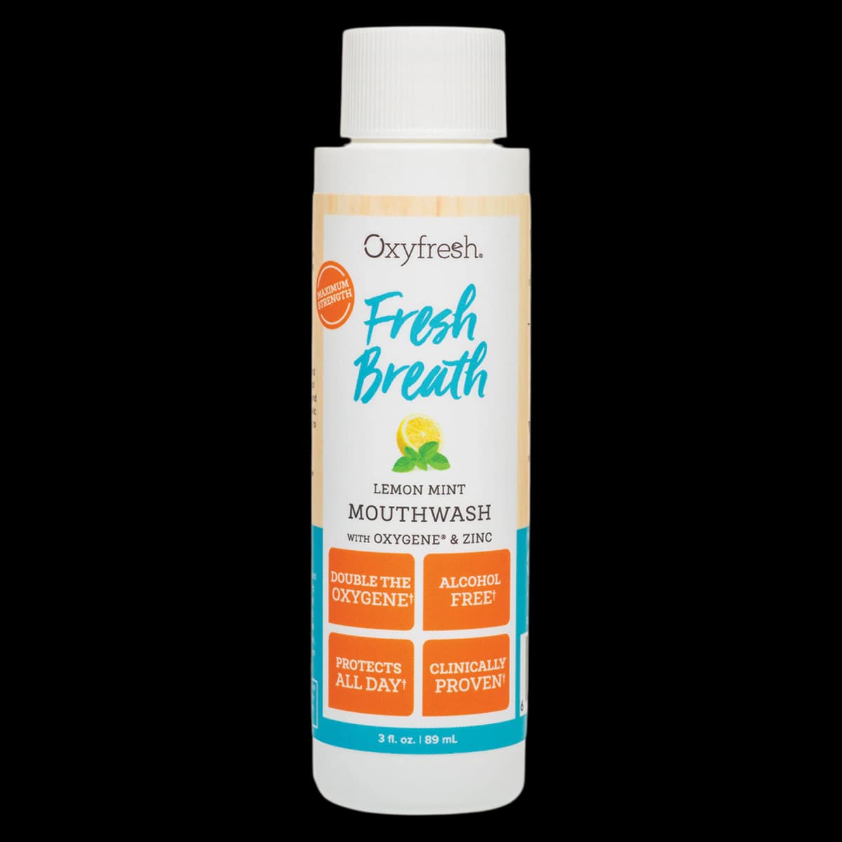 Oxyfresh Fresh Breath Lemon Mint Mouthwash, 3 oz Bottle, Fluoride Free, Alcohol Free, Case of 12 - Oxyfresh® Fresh Breath Lemon Mint Mouthwash 3oz Case of 12 - Image 1