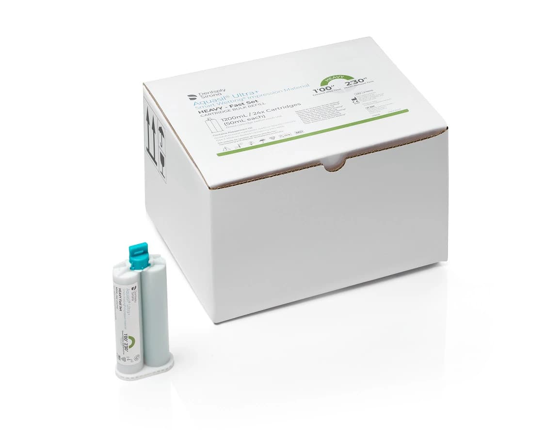Aquasil Ultra+ Smart Wetting VPS Impression Material, Heavy Body, Fast Set, 50 ml Cartridge, Light Green, Mint, 24/Pk, 678626 - Aquasil Ultra+ VPS Impression Material, Cartridge Refill Pack, Heavy Body, Fast Set, 50 ml, Mint, Light Green, 24/Pk - Image 1