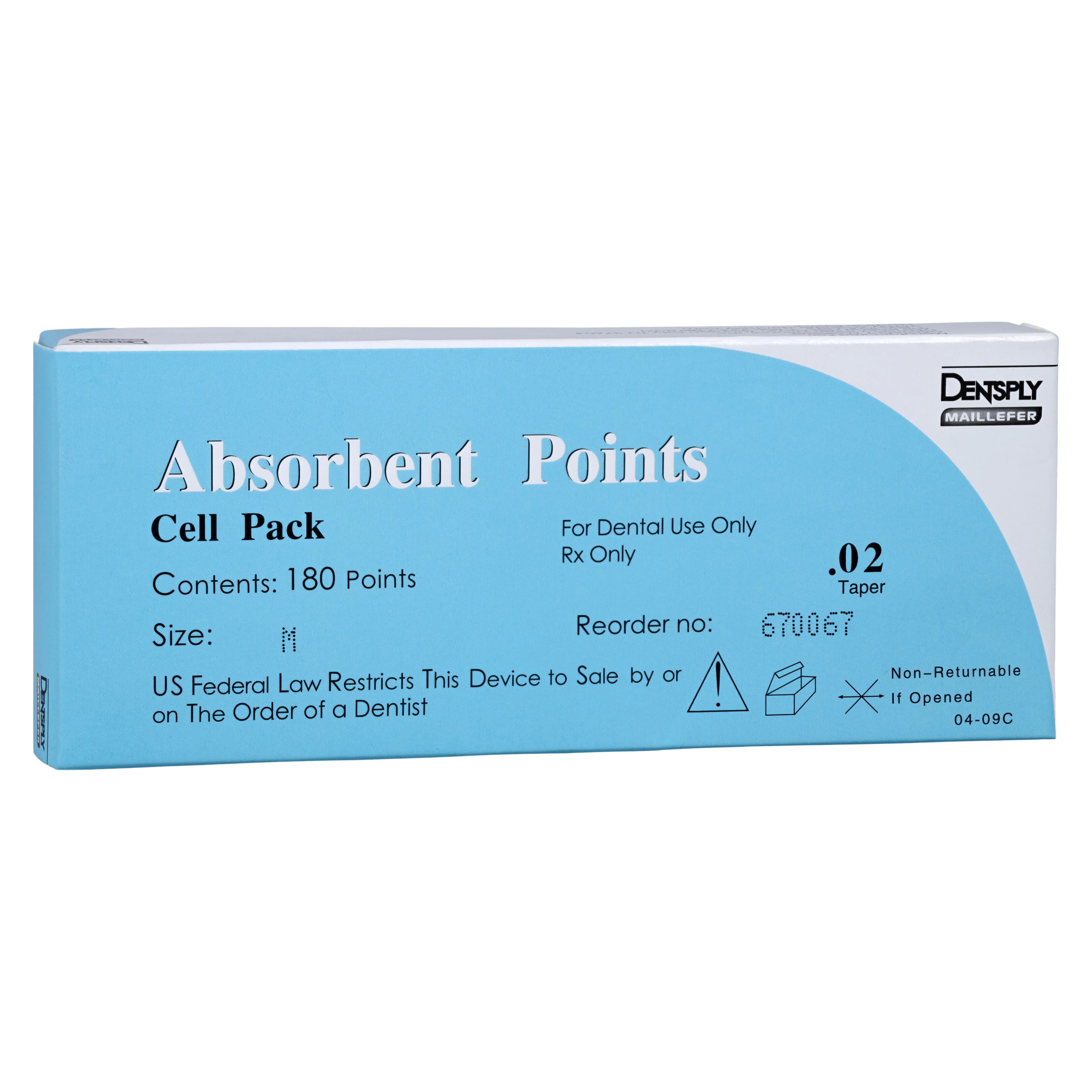 Dentsply Sirona Maillefer Absorbent Paper Points, Medium, .02 Taper, Sterile, Cell Pack of 180, #670067 - Absorbent Points Cell Pack - Image 1