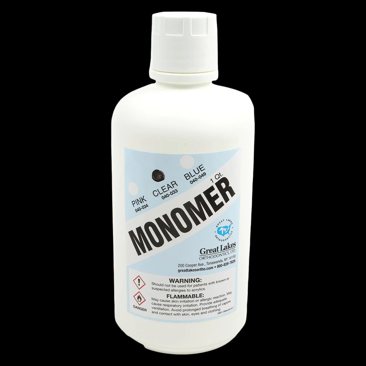 Great Lakes Dental Tech Clear Monomer, 1 Quart Bottle - Monomer - Image 1
