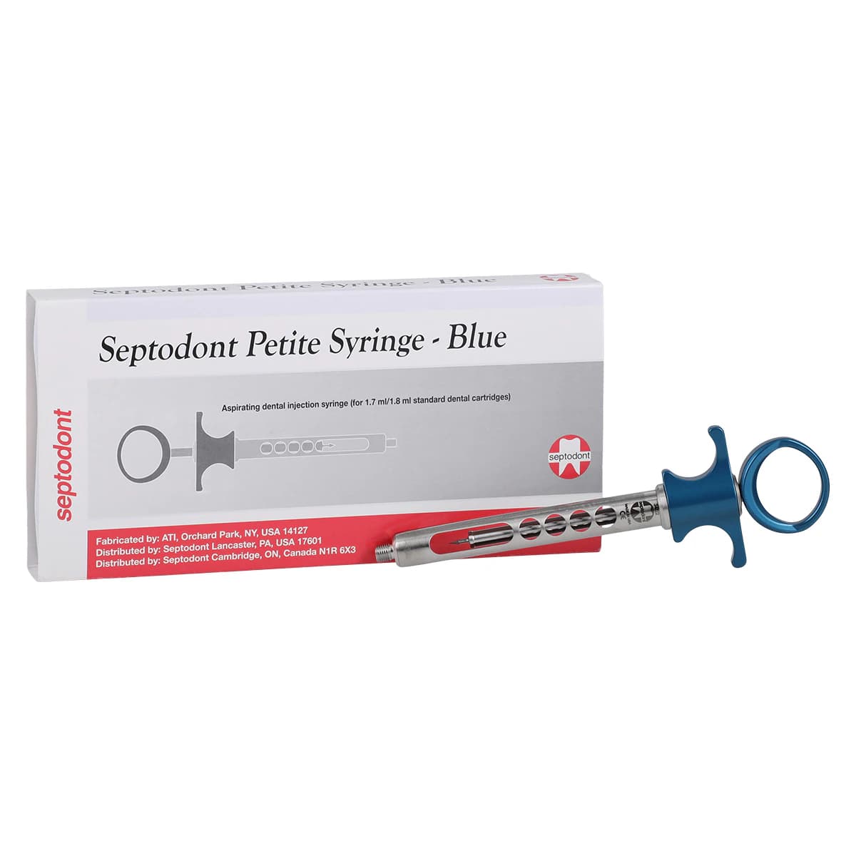 Septodont Petite Aspirating Syringe, Blue, 1/Pk, 01-N2100 - Septodont Aspirating Syringe Petite Blue - Image 1