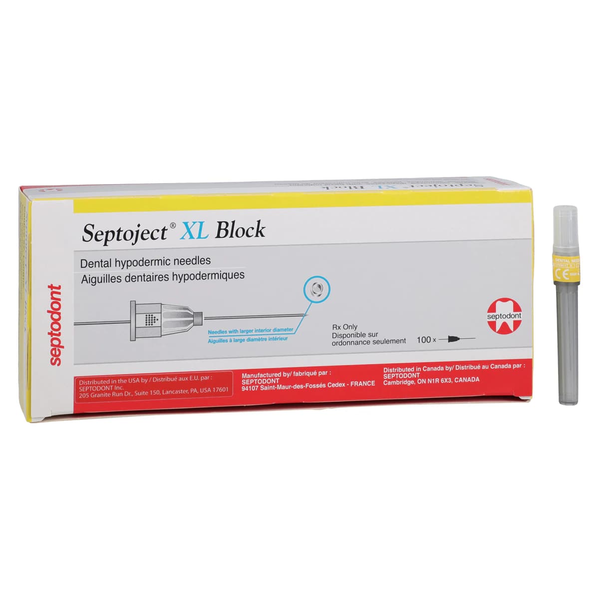 Septoject XL Dental Needles, 27 Gauge, Long (35mm), Plastic Hub, Sterile, 100/Box, 01-N1550 - Septoject XL Needles, with Plastic Hub, Ga 27, Long, 100/Pk, N1550, 01N1550 - Image 1